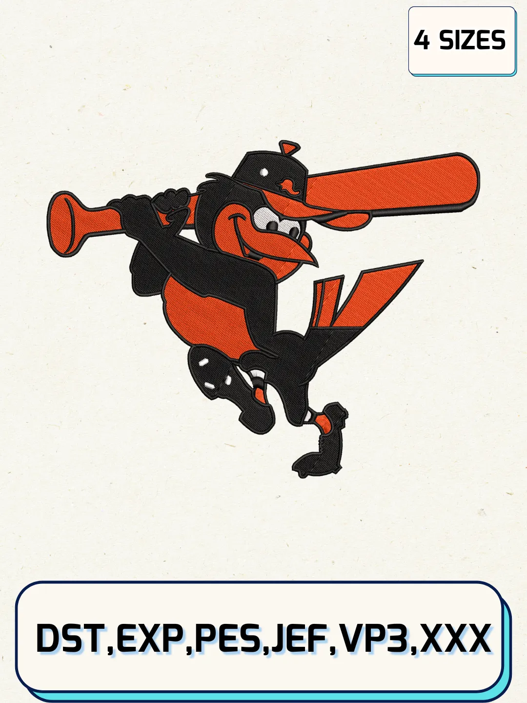 Baltimore Orioles Alternate Logos Embroidery Design Files, MLB Logos Embroidery Designs, Machine Embroidery Files, 4 Sizes