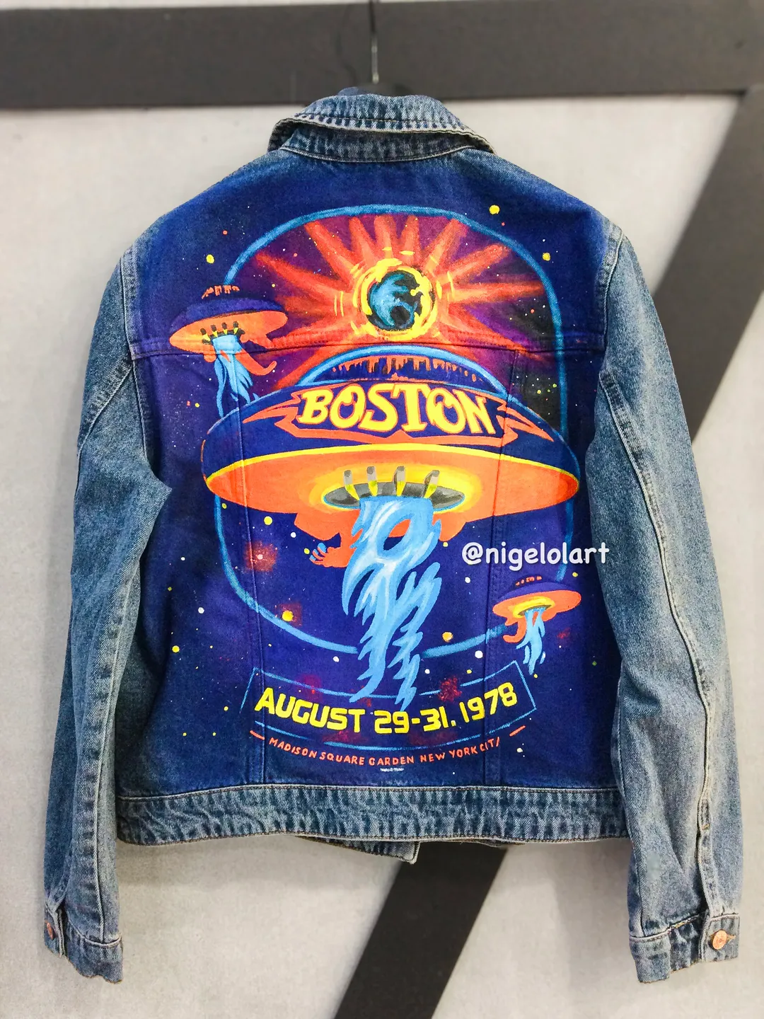 Boston Band Painted denim jacket Brad Delp Tom Scholz Custom gifts Jean jacket