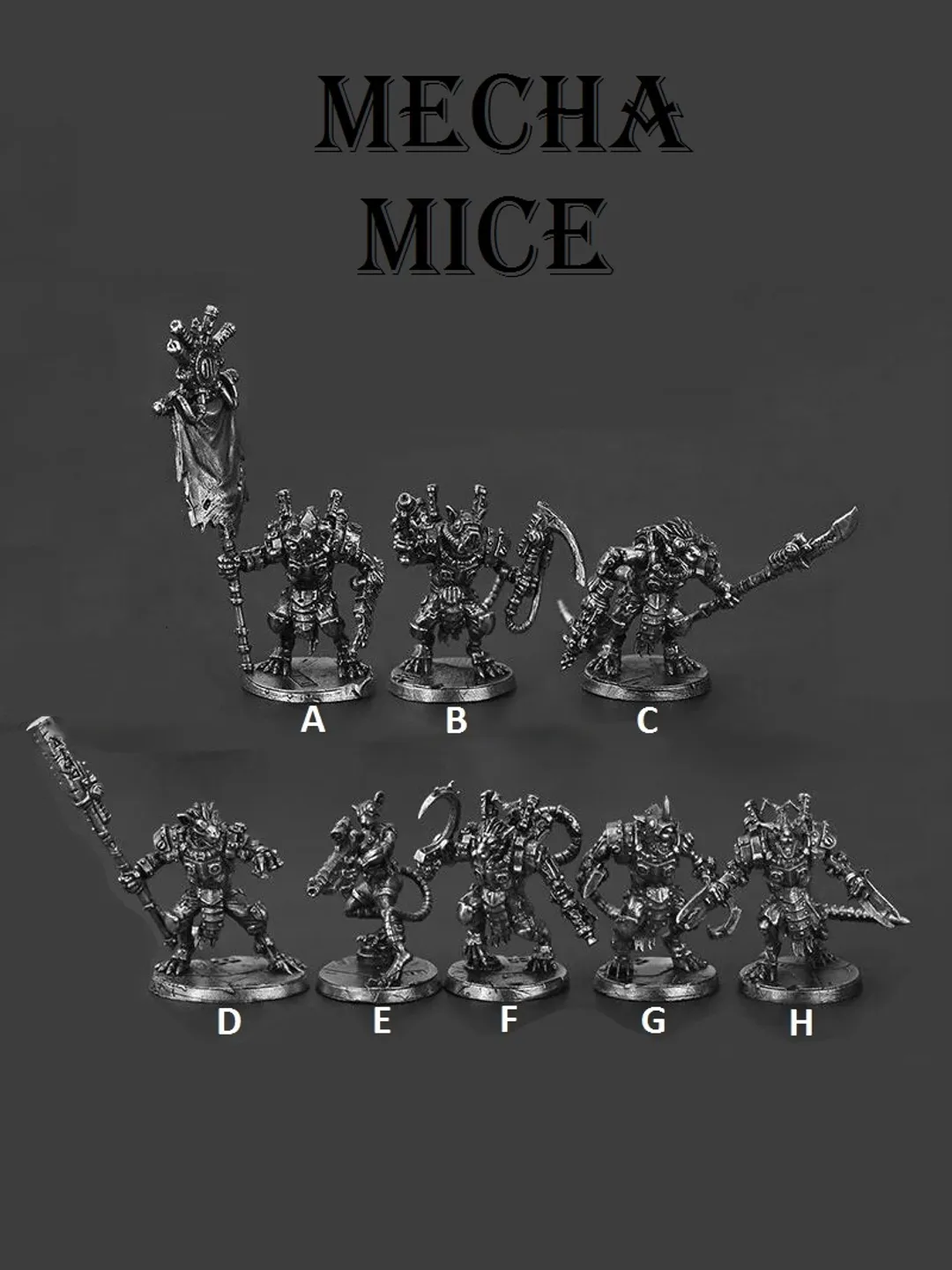 Mechanical Mice Troop Models, copper miniatures, tabletop wargaming fantasy miniature figures.