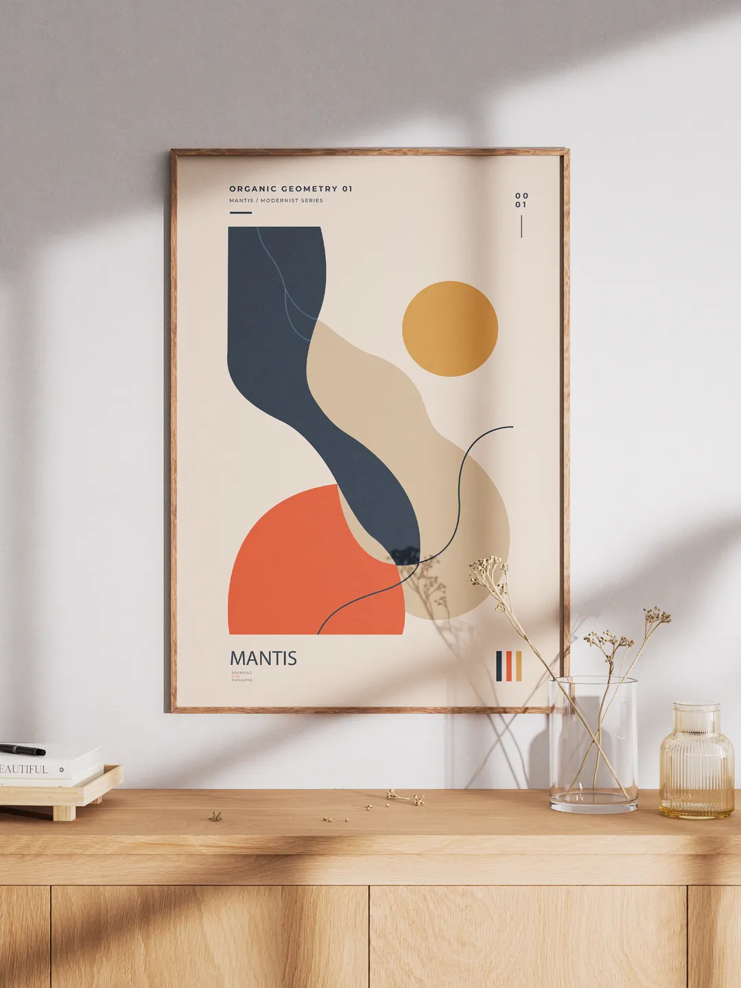 Organic Geometry 01 – Mid-Century Modern Abstract Wall Art | Navy