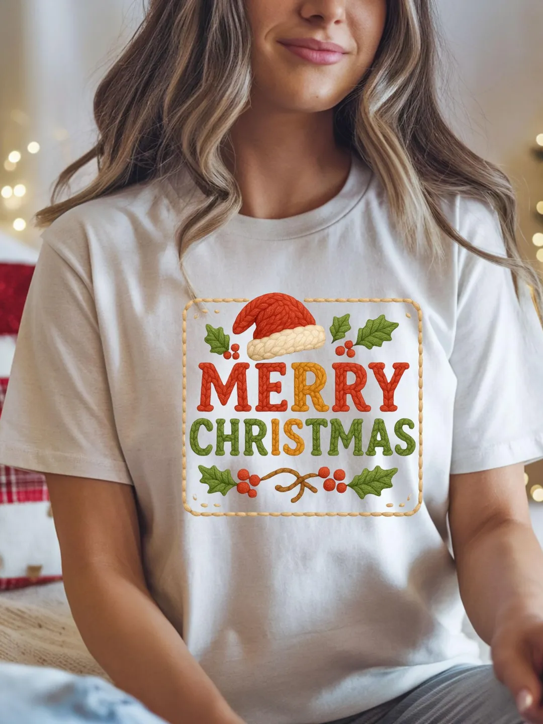 Crochet Style Merry Christmas T-Shirt