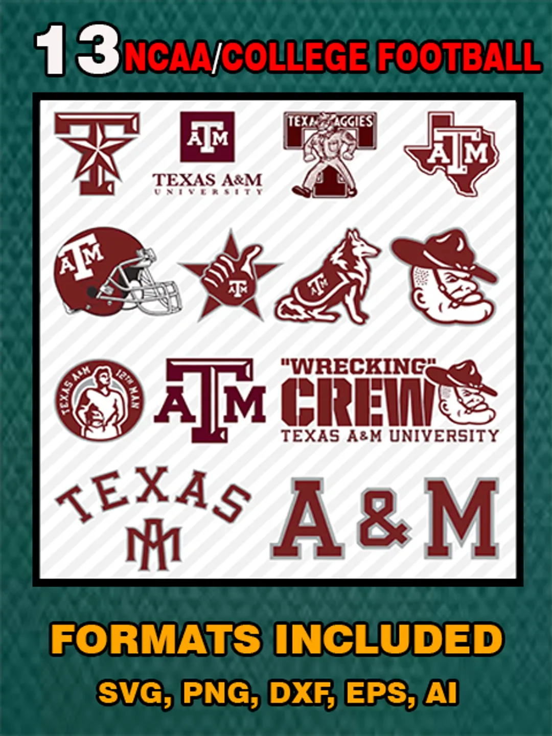 13 Texas A&M Aggies college football SVG Bundle, NCAA SVG Files for ...