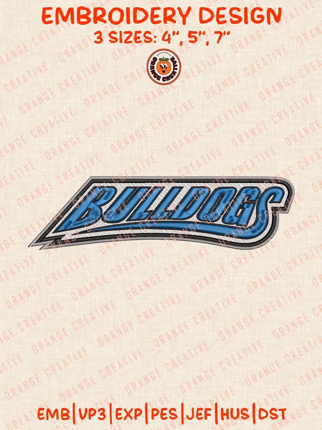NCAA Bulldogs Embroidery Design, NCAA UNC Asheville Bulldogs Logo Embroidery Design, Machine Embroidery Design File, 4 Sizes, Digital Download