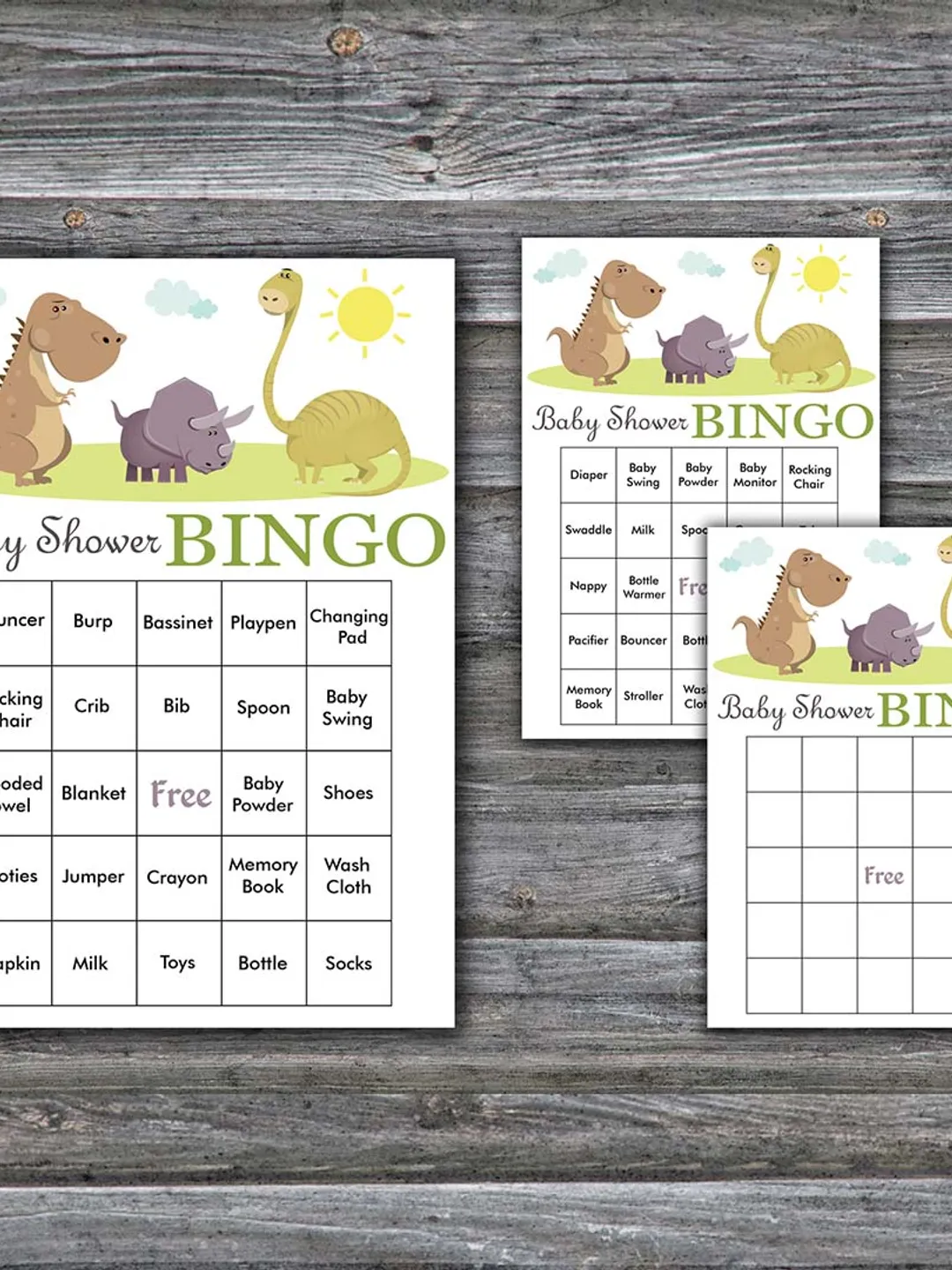 60 Dinosaur Baby Shower Bingo Cards,Dinosaur Baby Shower Bingo Games,Printable Baby Shower Bingo Cards--372