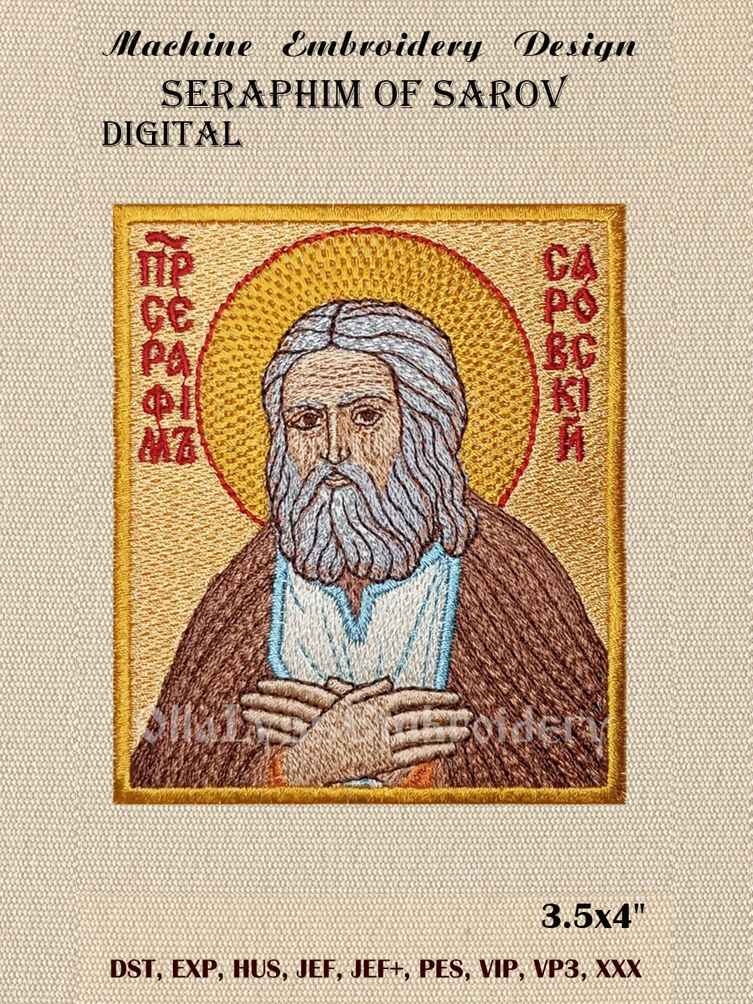 Seraphim of Sarov embroidery design