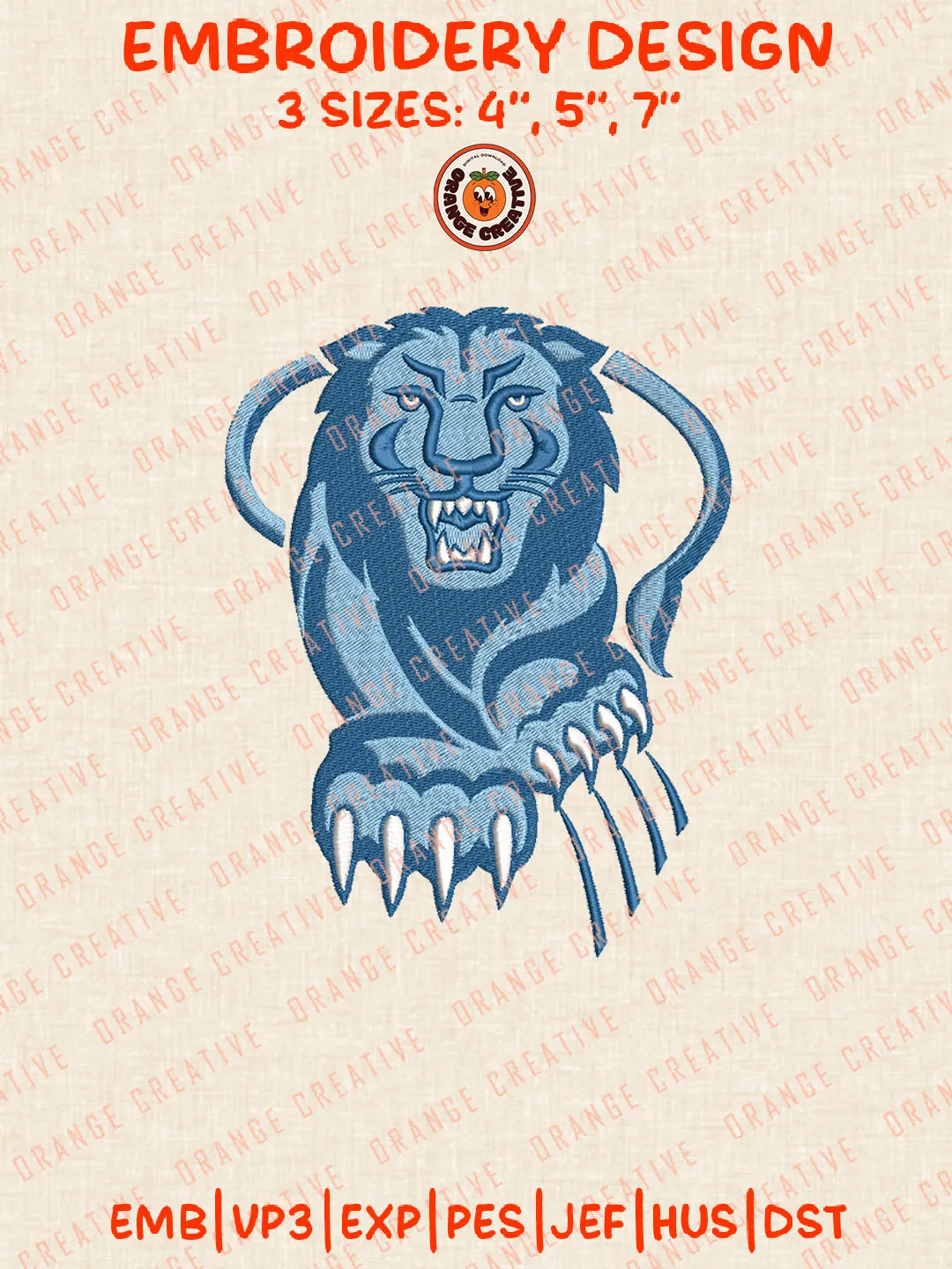 NCAA Columbia Lions Mascot Logo Embroidery Files, NCAA Columbia Lions Team Embroidery Designs, Columbia Lions Football Team Machine Embroidery Files, NCAA Machine Embroidery, Digital Download