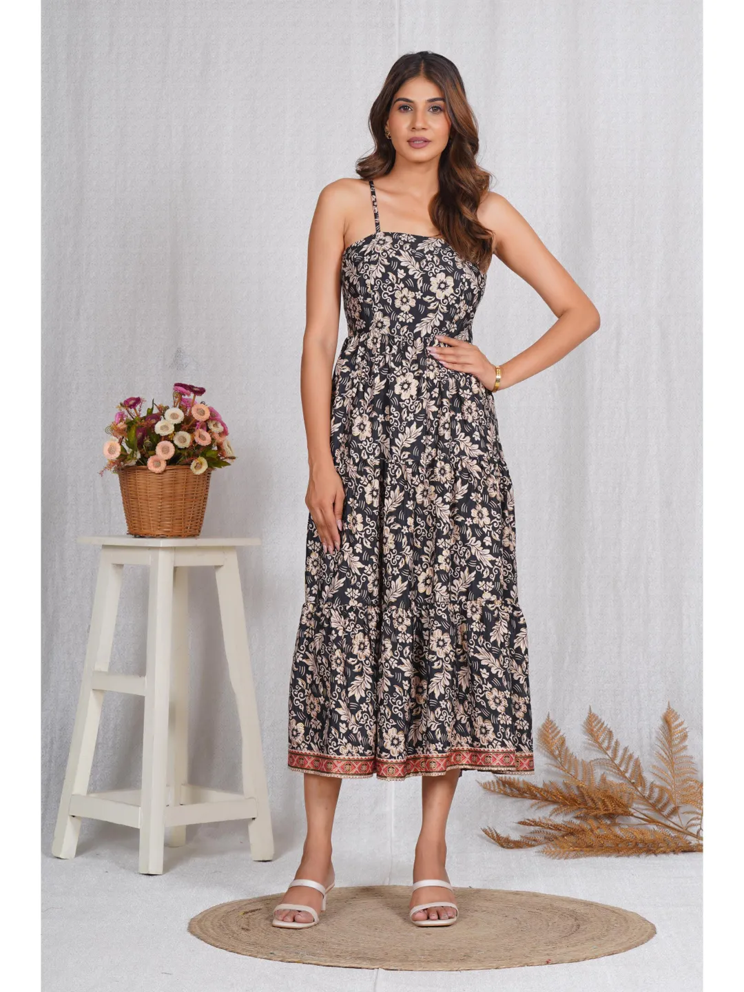 rayon boho dresses Summer Boho Dress  Embroidered Lurex Rayon, Adjustable Fit, 2 Sizes C2 / L/XL