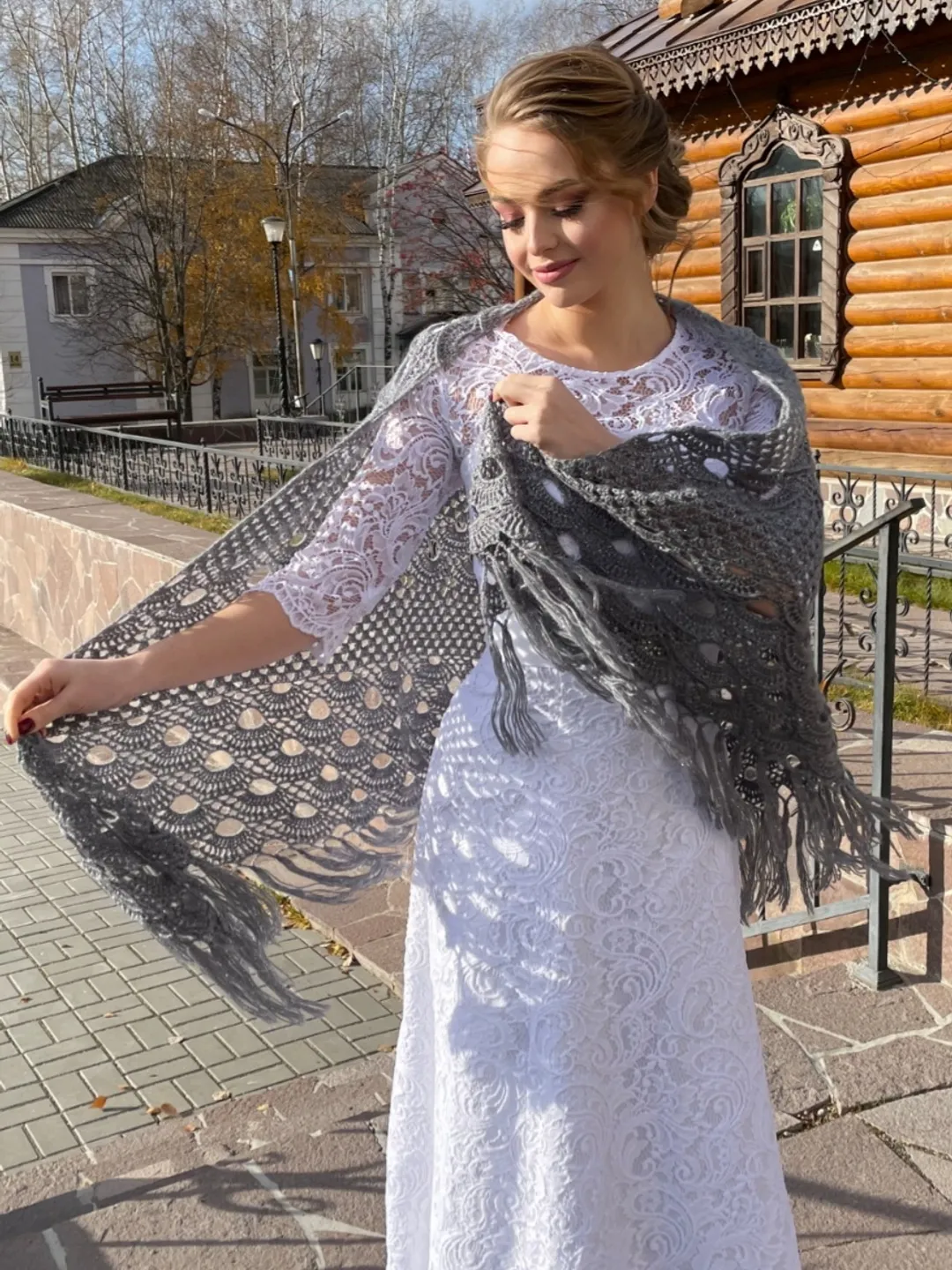 Silver Wedding Shawl,Grey shawl for the bride and bridesmaids
