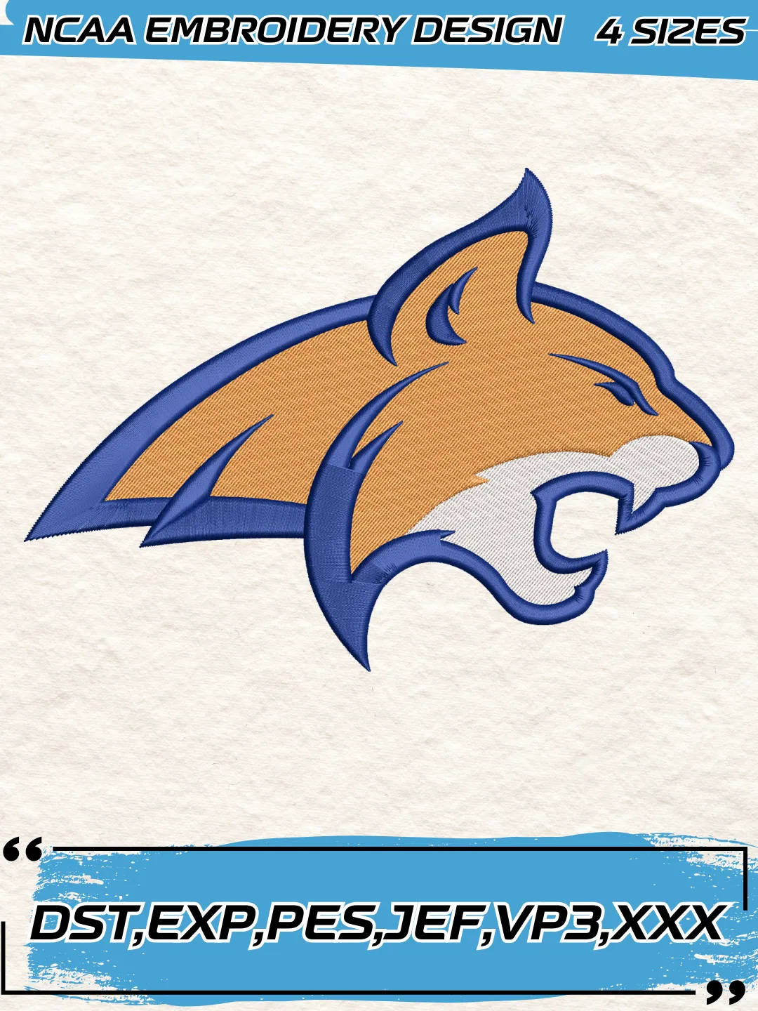 Montana State Bobcats Logo Embroidery Design,NCAA Logo Embroidery Design,Machine Embroidery Design File,4 Sizes, Digital Download
