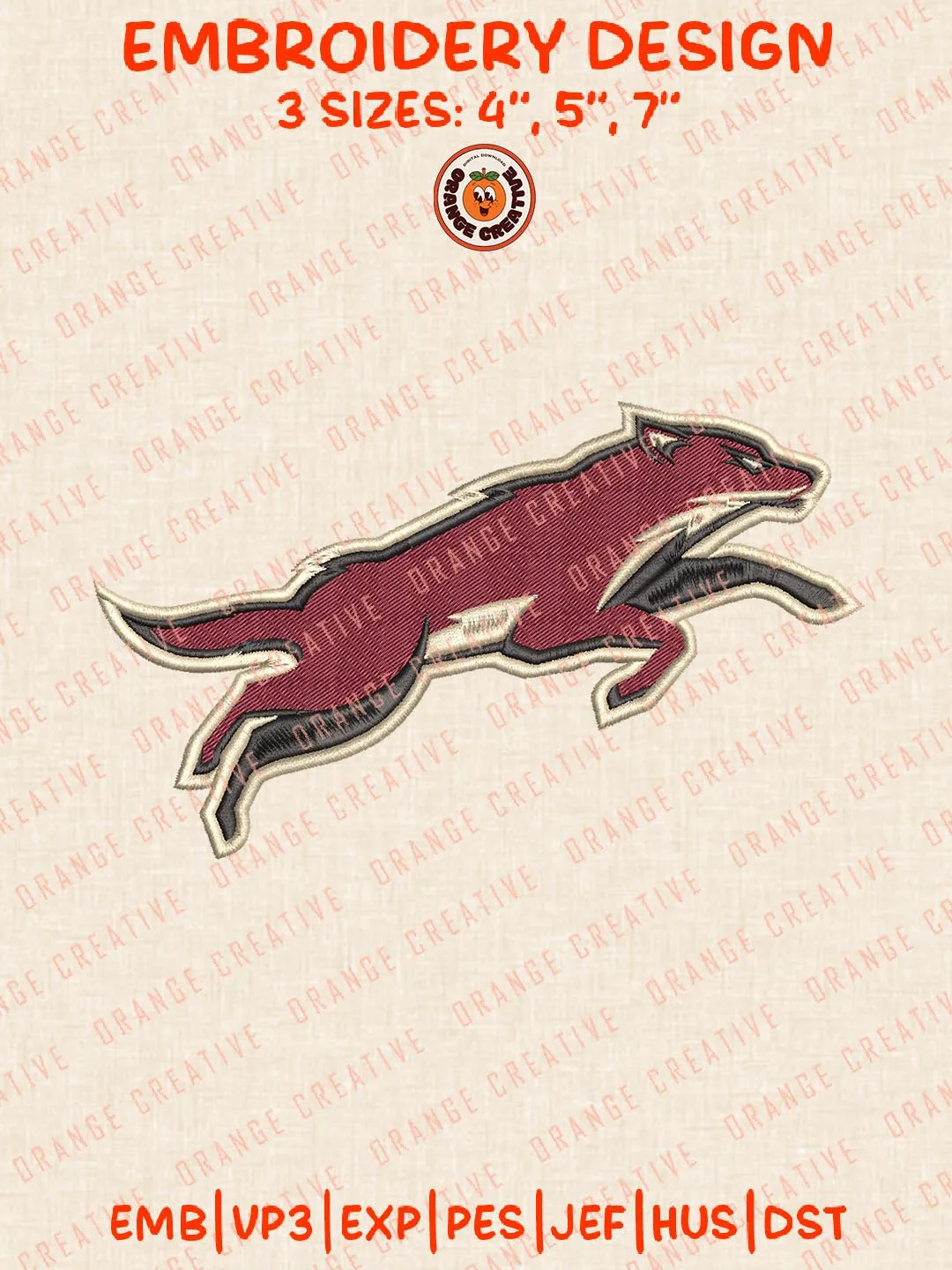 NHL Arizona Coyotes Hockey Mascot Logos Embroidery Designs, NHL Team Logo Embroidery Files, Machine Embroidery Design File, 4 Sizes, Custom Size, Digital Download