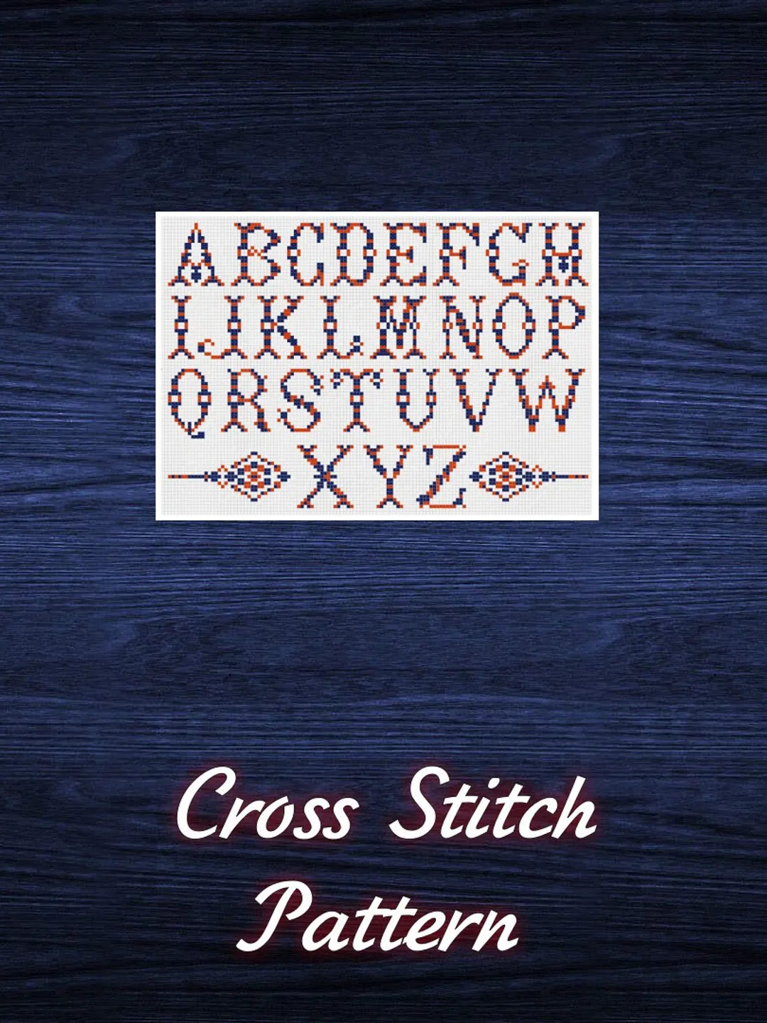 Vintage Cross Stitch Pattern Alphabet Counted Digital Download PDF