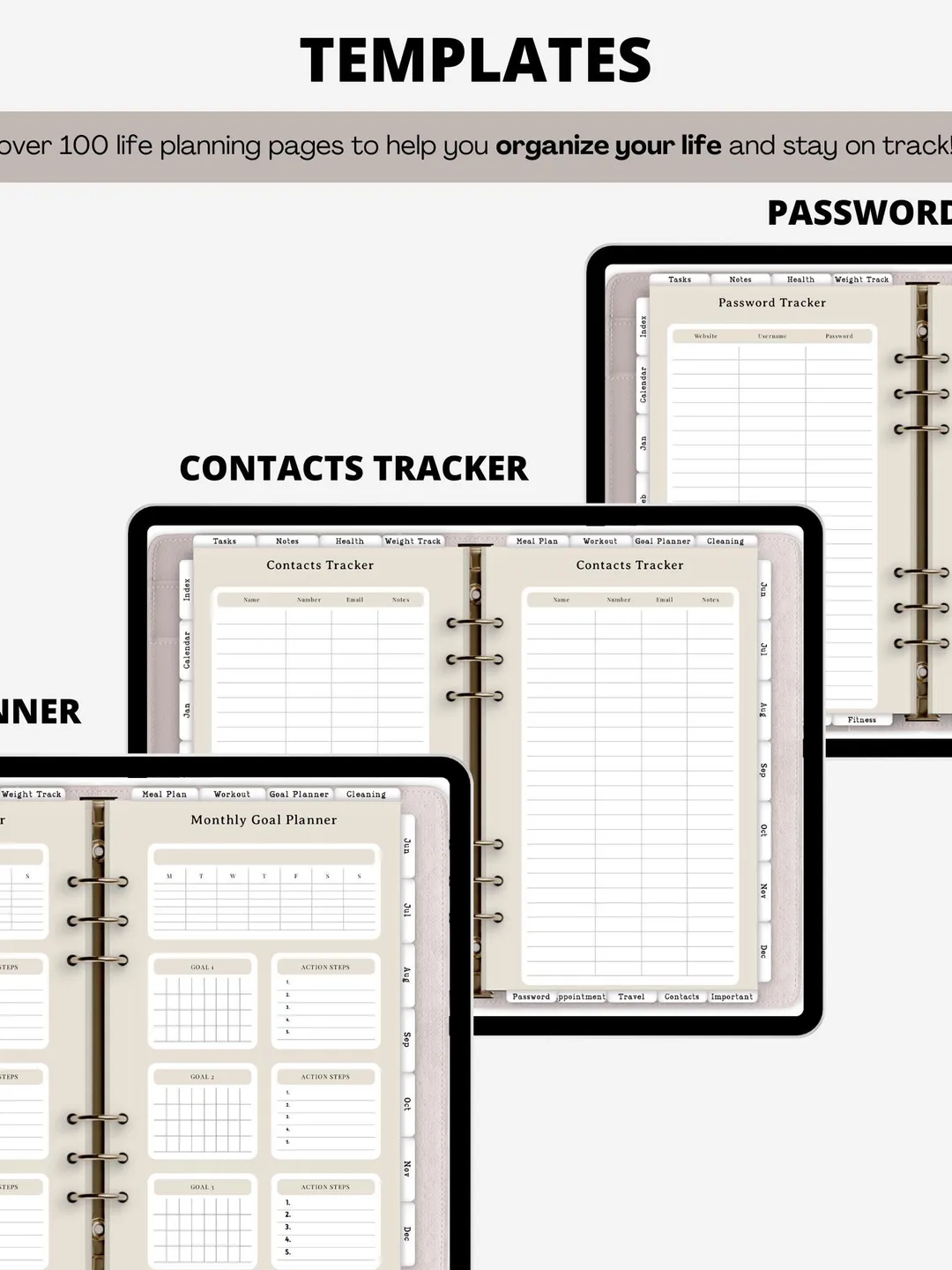 Digital Undated Yearly Planner | Hyperlinked Digital Planner PDF | iPad ...