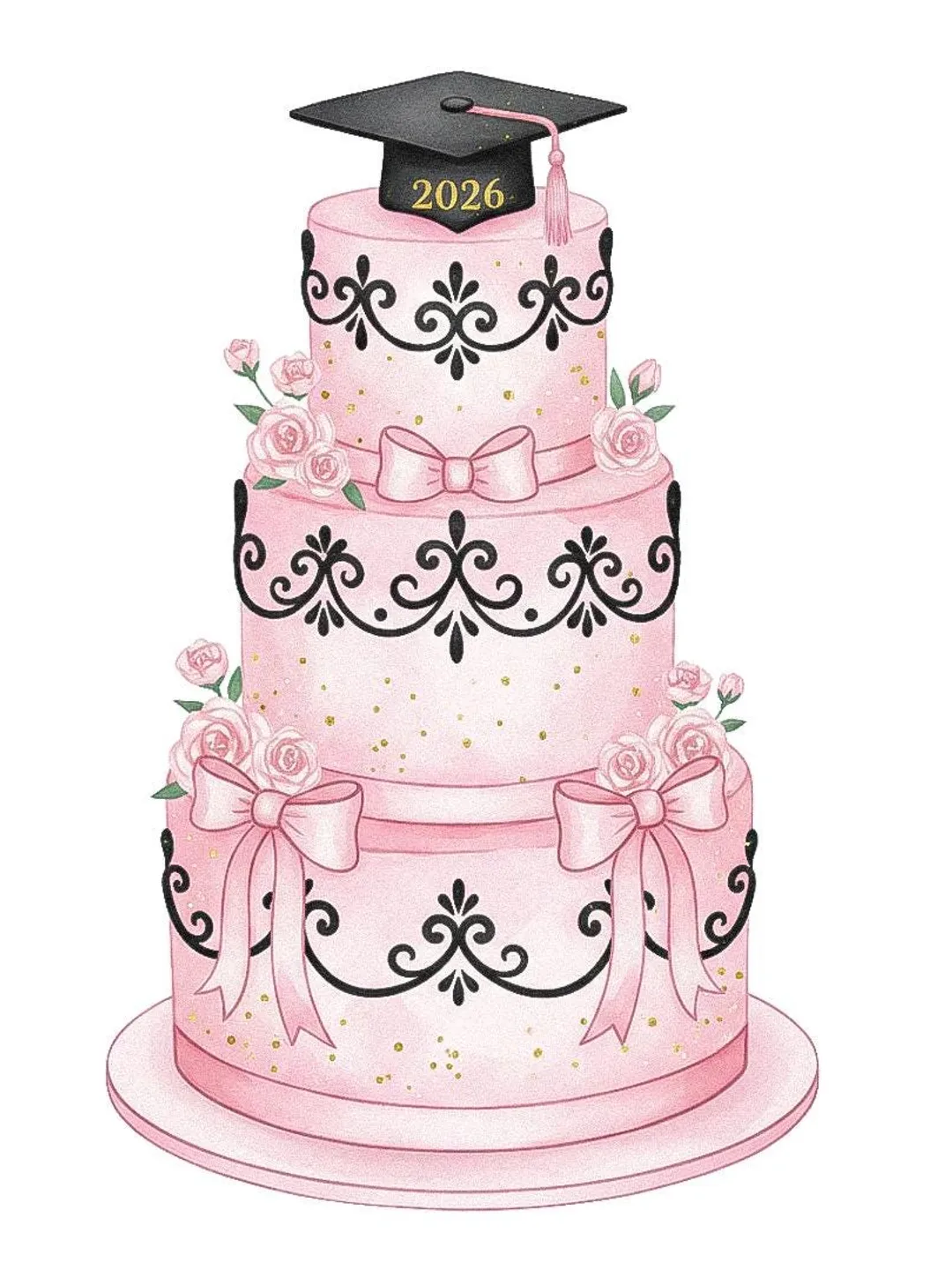 Pink Graduation Objects Animated 11 Pink Graduation Party Clipart PNG Bundle, Girl Grad Celebration ...