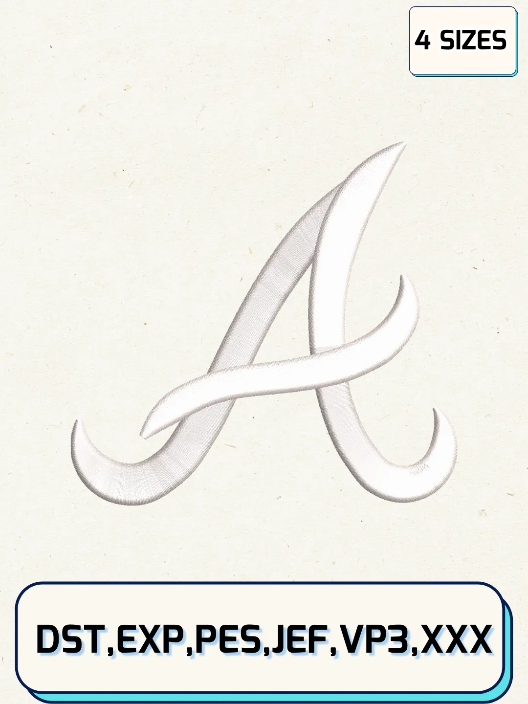Atlanta Braves Logos Embroidery Design Files, MLB Logos Embroidery Designs, Machine Embroidery Files, 4 Sizes