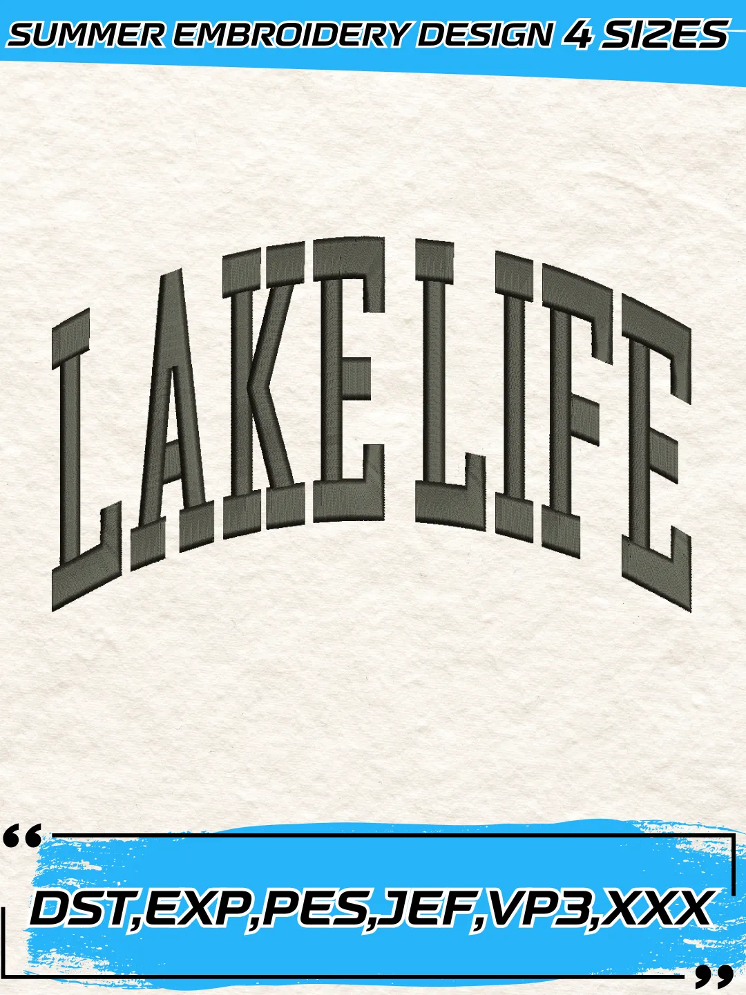 Lake Life Embroidery Design,Summer Embroidery Design,Machine Embroidery Design File,4 Sizes, Digital Download_SUM04