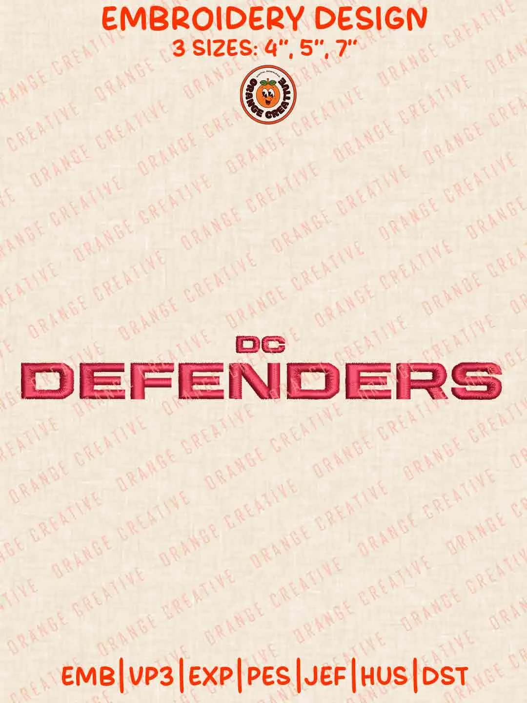 DC Defender Word Embroidery Files, Football League Embroidery Designs, Sport Machine Embroidery Files, 3 Sizes, Custom Sizes, Instant Download