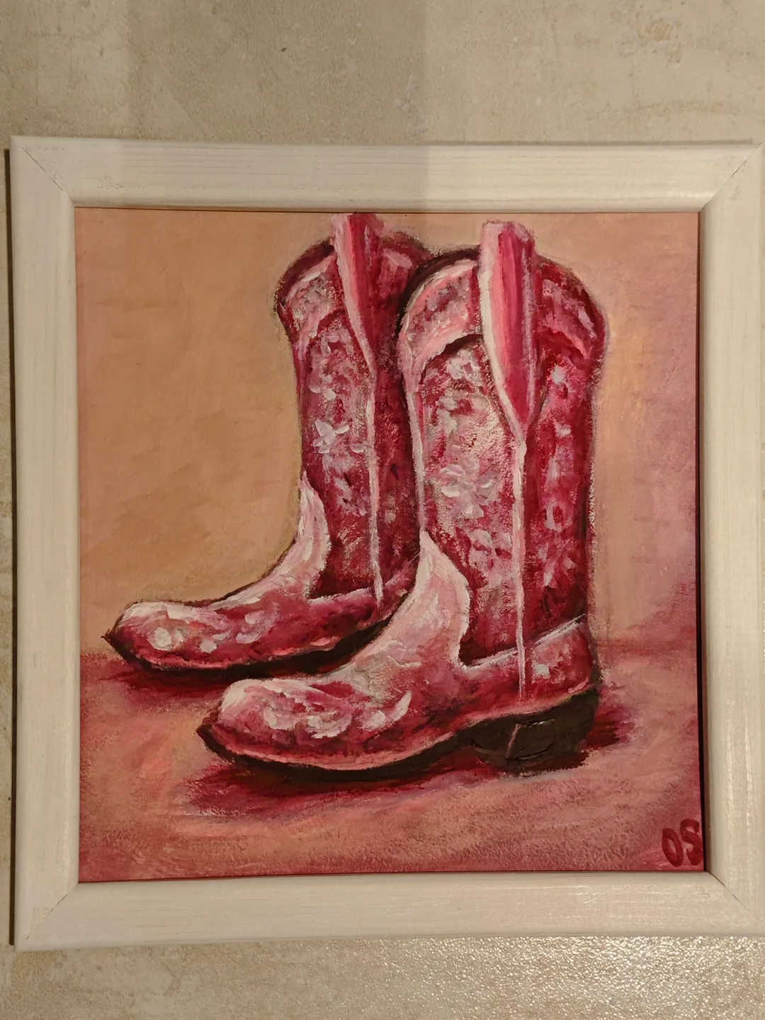Cowgirl Boots Original Painting Western Boots For Women Original Art Cowboy Boots For Women Artwork Cowgirl Boots Wall Decor 8 x 8 inches by OlgaSokolovaArt