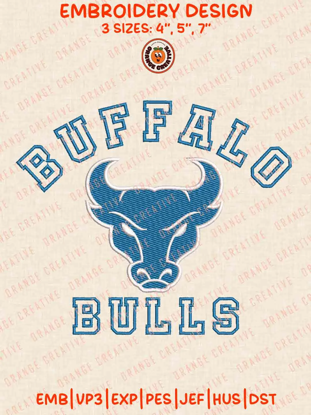 Buffalo Bulls Text Logo Embroidery Files, NCAA Team Embroidery Design, Machine Embroidery Design File, 4 Sizes, Custom Size, Digital Download