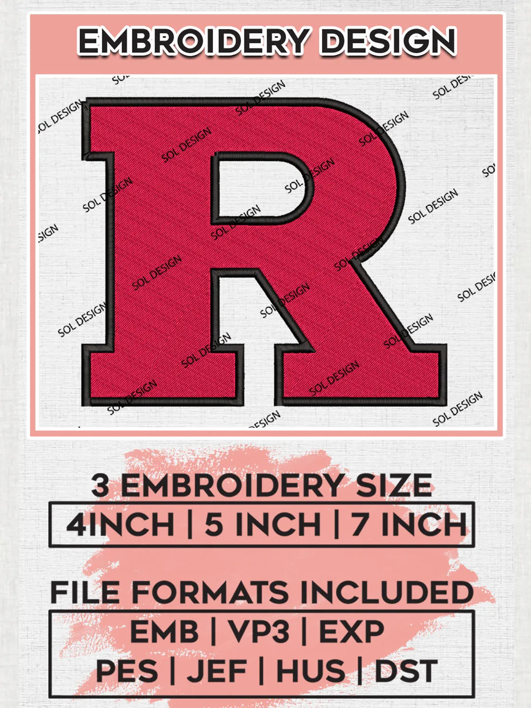 Rutgers Scarlet Knights Logo Machine Embroidery Design, NCAA Rutgers ...