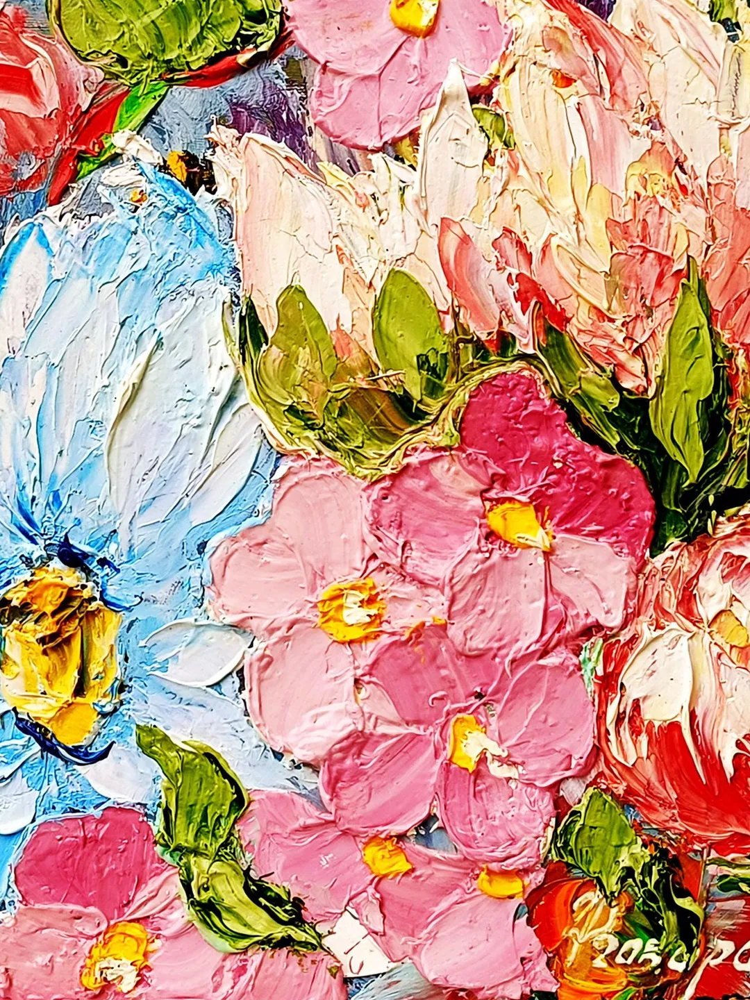 Flowers Oil Painting Floral Original Art Impasto Tulips Art Spring ...
