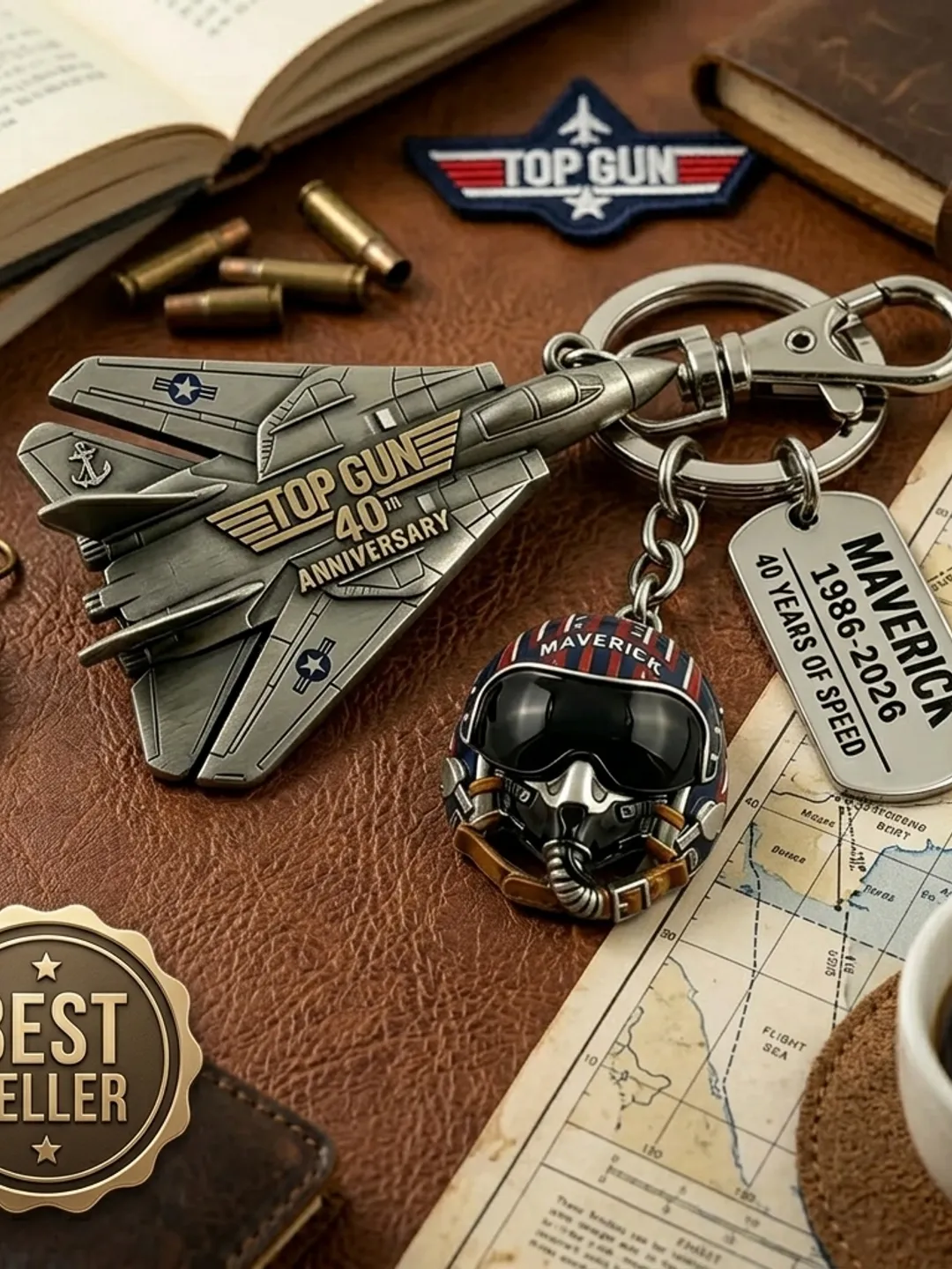Top Gun 40th Anniversary Keychain F14 Tomcat Maverick Gift