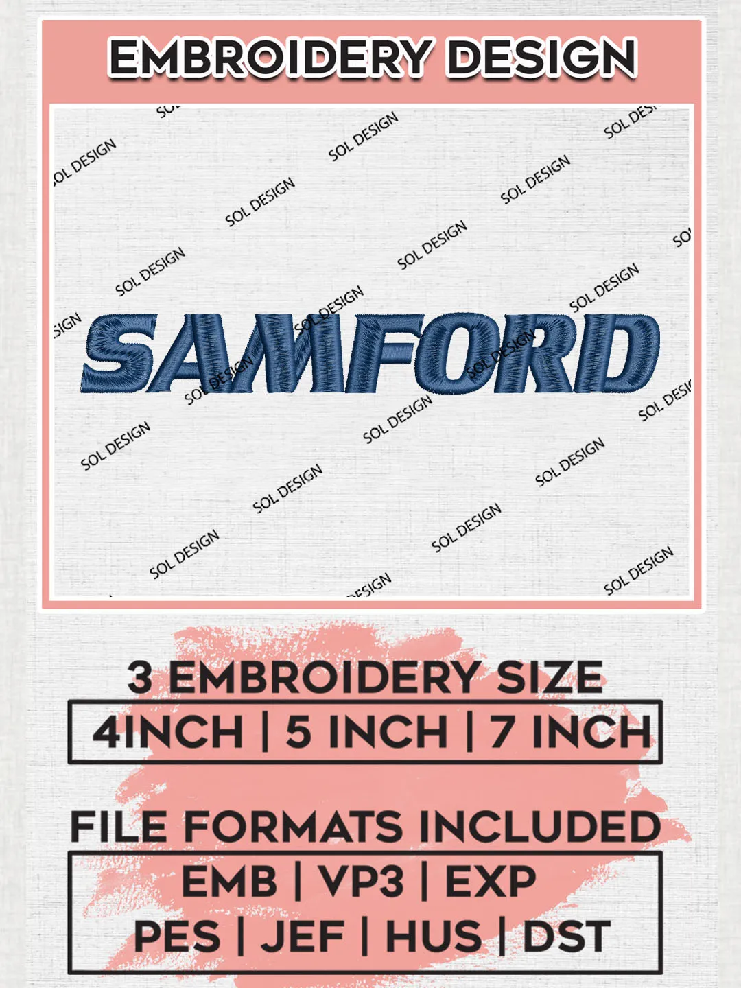 NCAA Samford Team Writing Logo Embroidery Design Files, NCAA Samford Bulldogs Machine Embroidery, NCAA Teams, 3 sizes, NCAA Machine embroidery designs, Digital Download