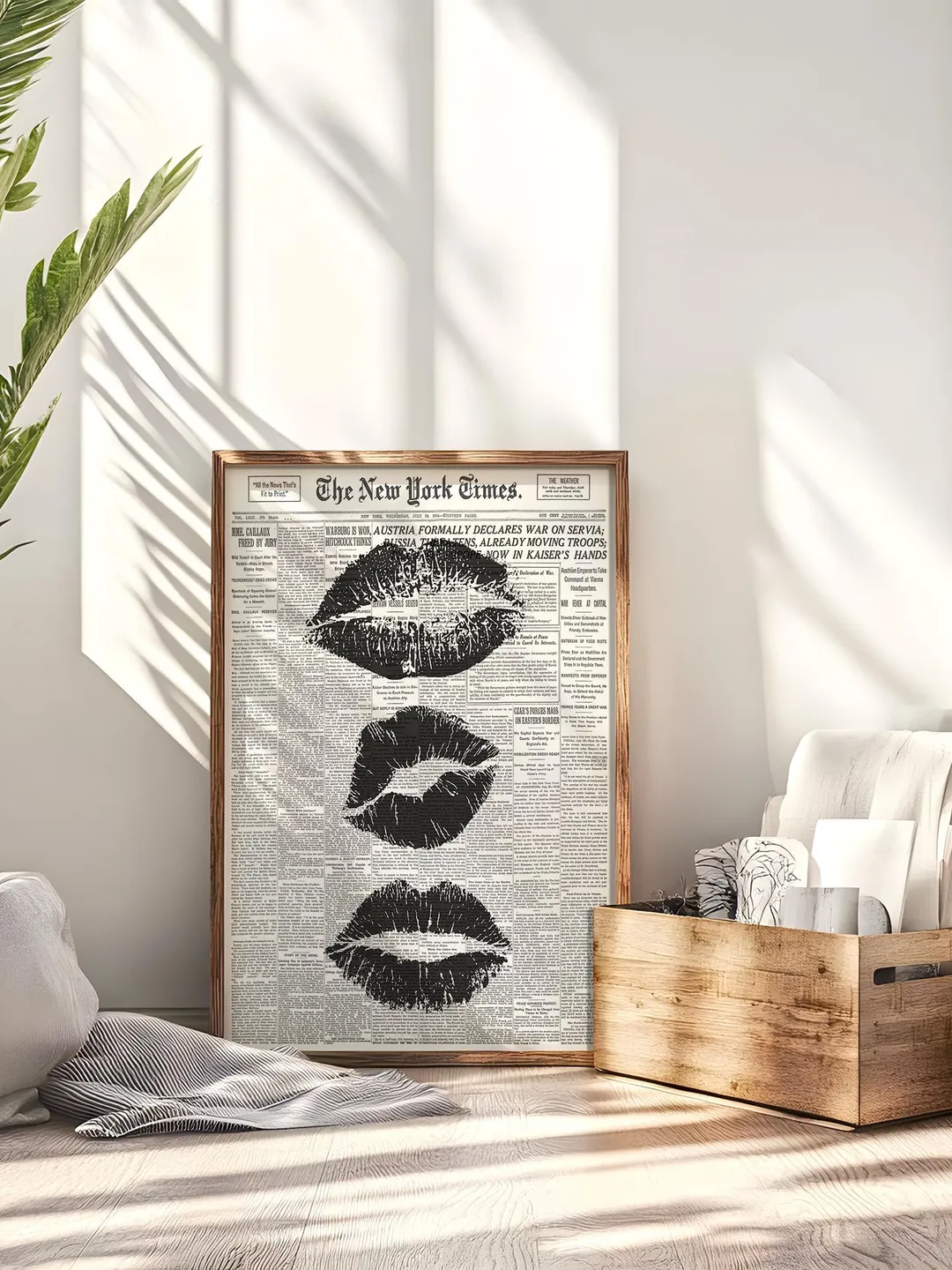 Trendy Wall Art Newspaper Art Prints Black And White Poster Aesthetic Room Decor Vintage Retro Poster Girly Wall Art Kiss Lips Wall Art Dorm