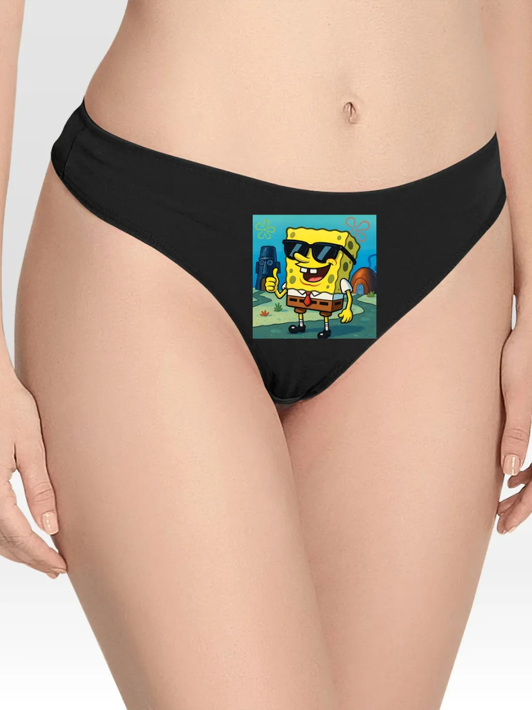 With SpongeBob Lingerie Thong