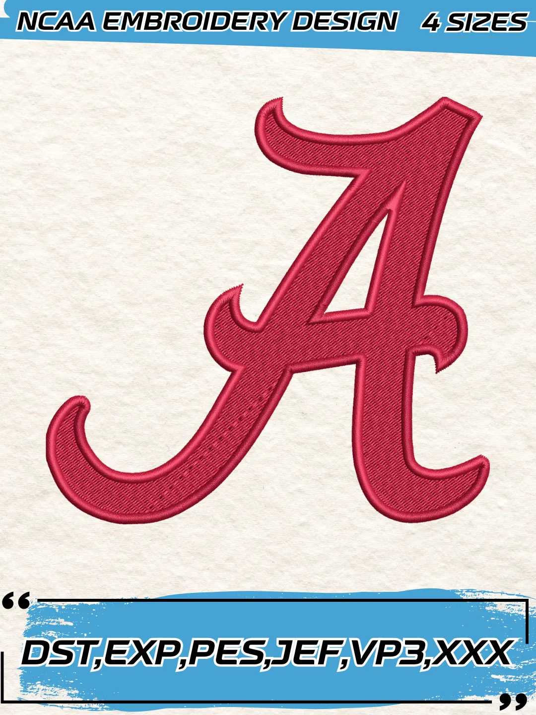 Alabama Crimson Tide Logos Embroidery Design,NCAA Logo Embroidery Design,Machine Embroidery Design File,4 Sizes, Digital Download
