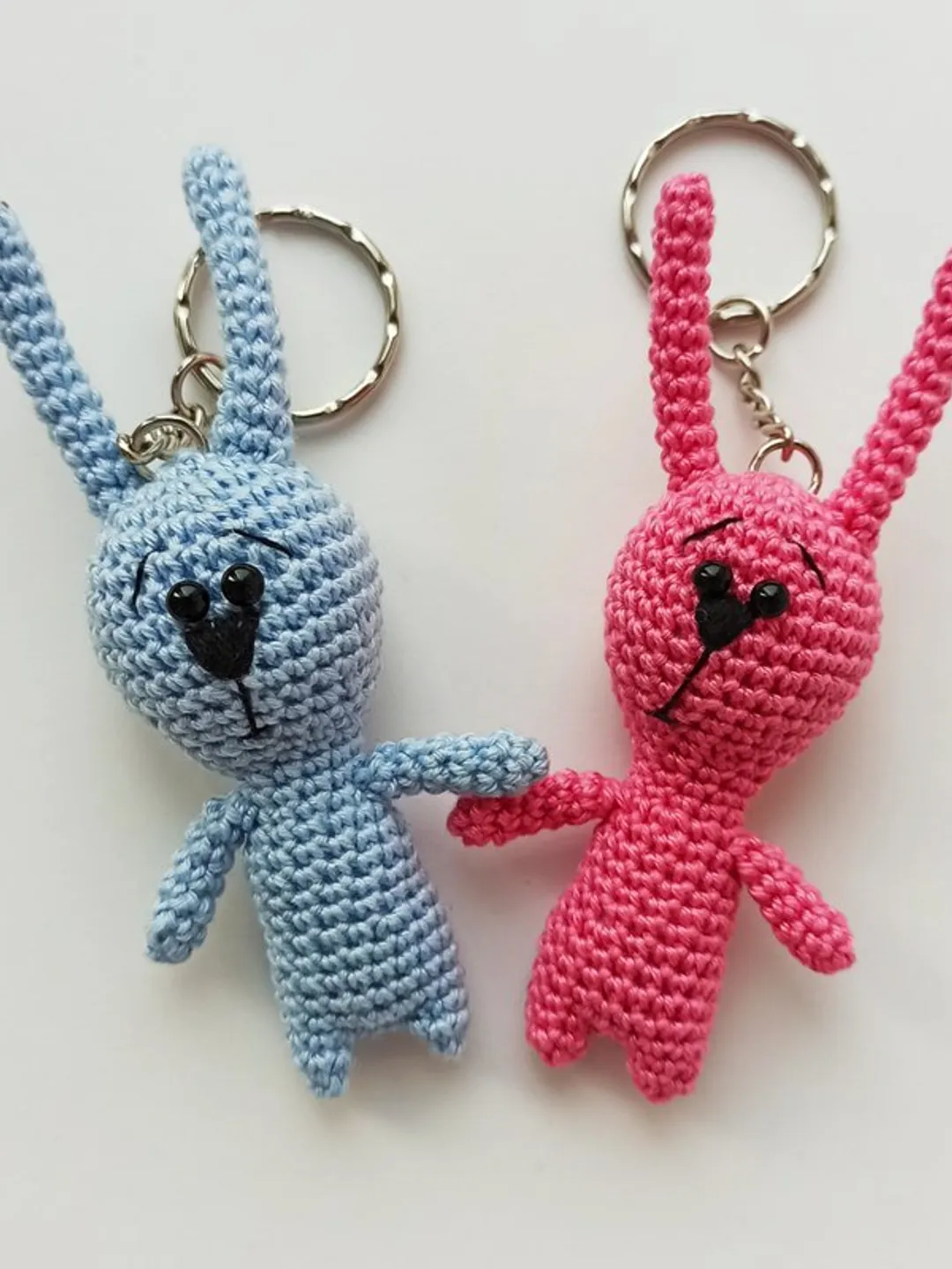 Crochet keychain bunny, cute charm for bag, rabbit symbol year, Xmas gift