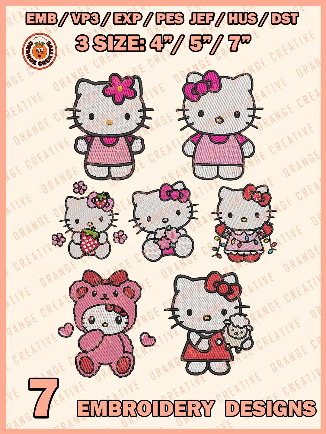 Kitty Bundle Embroidery Design, Kawaii Cat Machine Embroidery Digitized File, Kitty Emote Designs, Instant Download