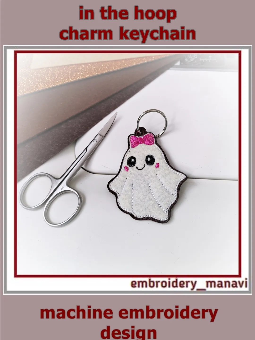 Smiley Ghost – Halloween In The Hoop Embroidery Charm from Embroidery Manavi 05
