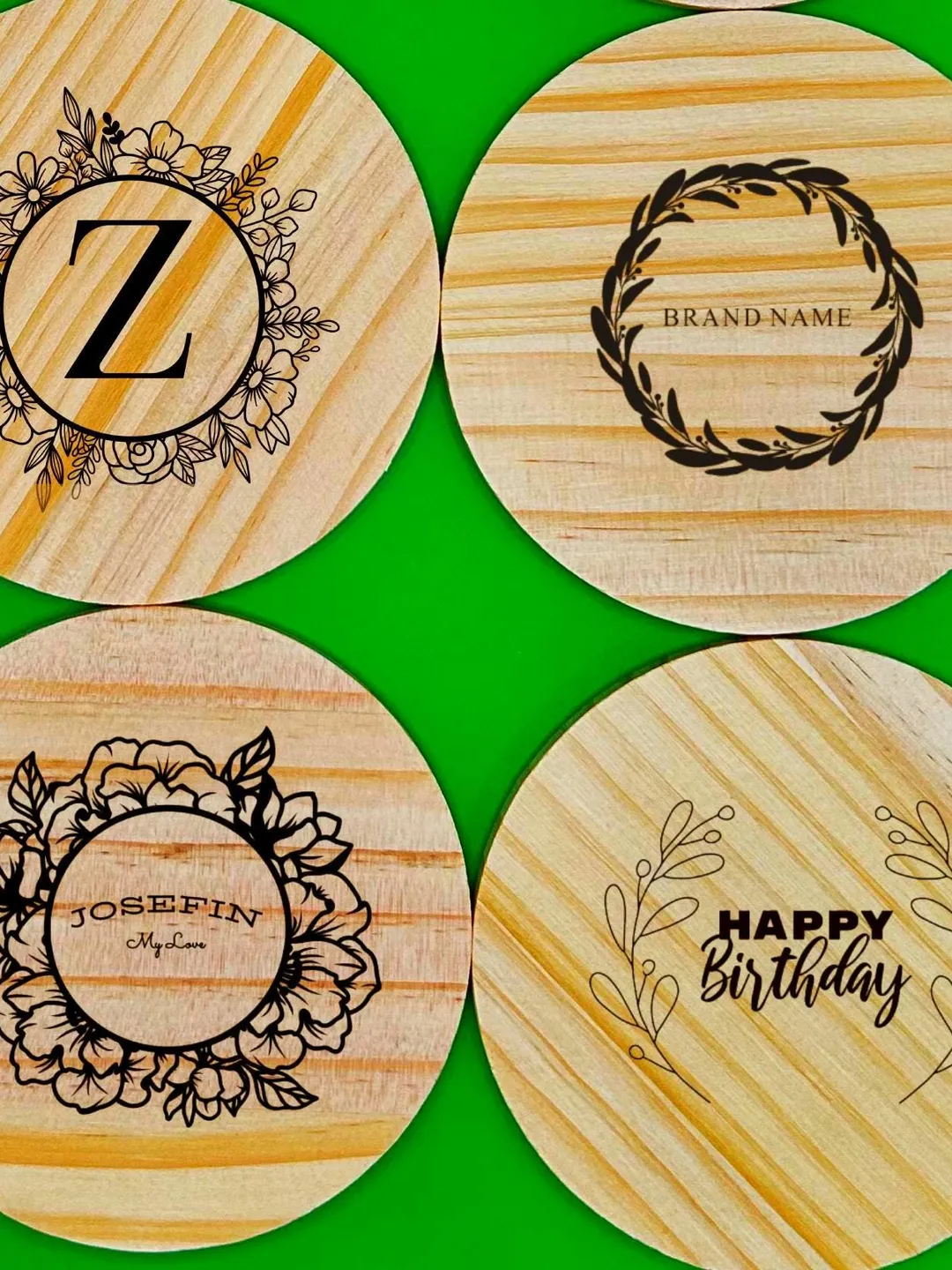 Custom Wood Coaster Set of 2, -4 or -6 – Personalized Engraved Drink ...