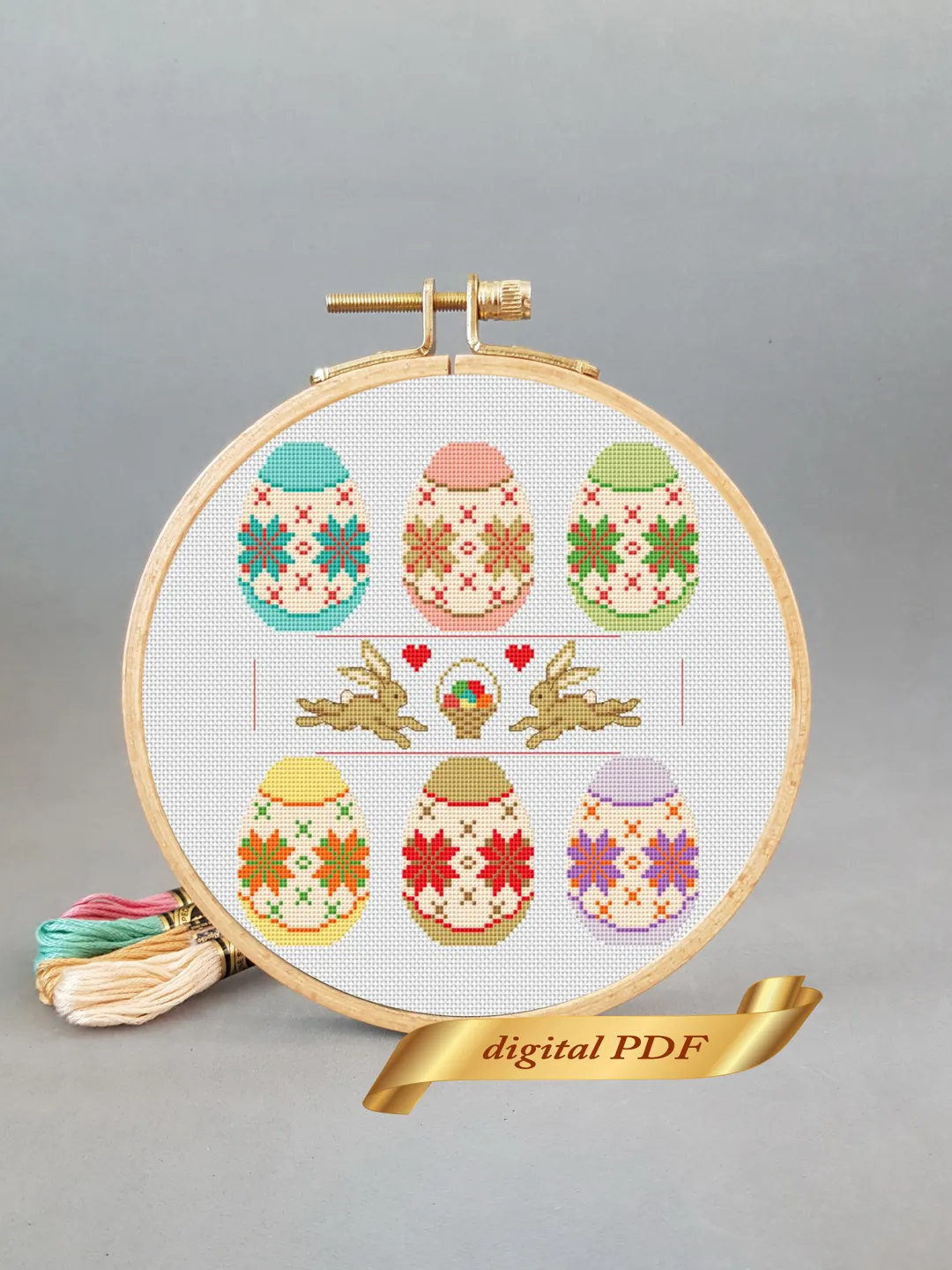 Easter sampler pattern pdf cross stitch, Easy embroidery DIY, small pattern egg