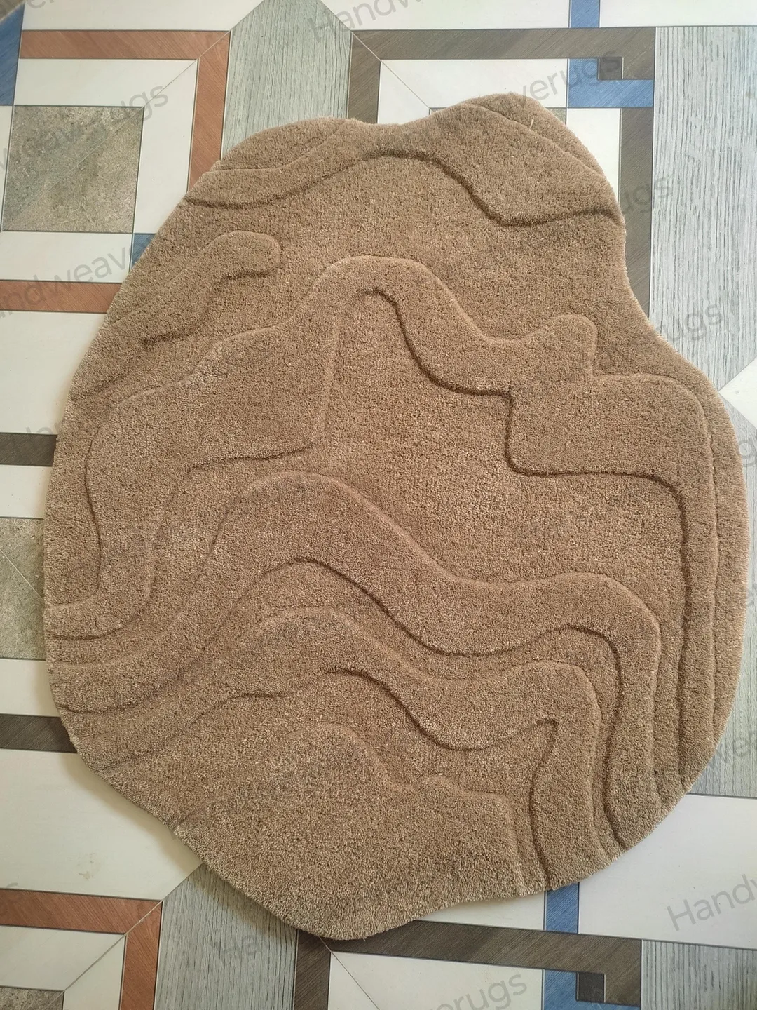 Irregular Abstract Area Rug Hand-Tufted Wool Area Rug: Irregular Abstract Organic Shape
