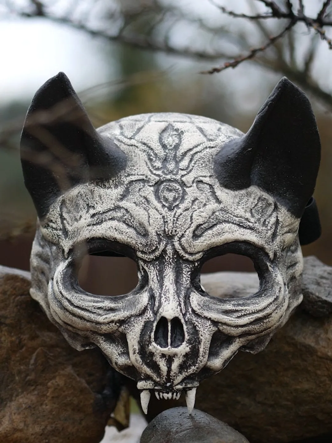 Bat Skull Mask | Animal Skull Mask with Pattern, Cat skull mask