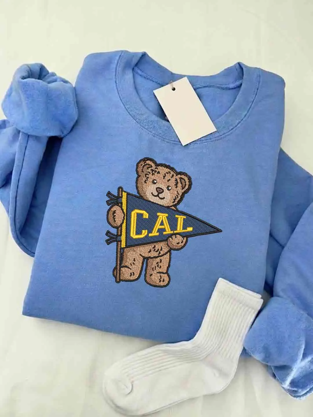 California Golden Bears Embroidered Sweatshirt, College Embroidered Crewneck, NCAA California Embroidered Shirt, Teddy Bear Sweatshirt, Gift for Collegue