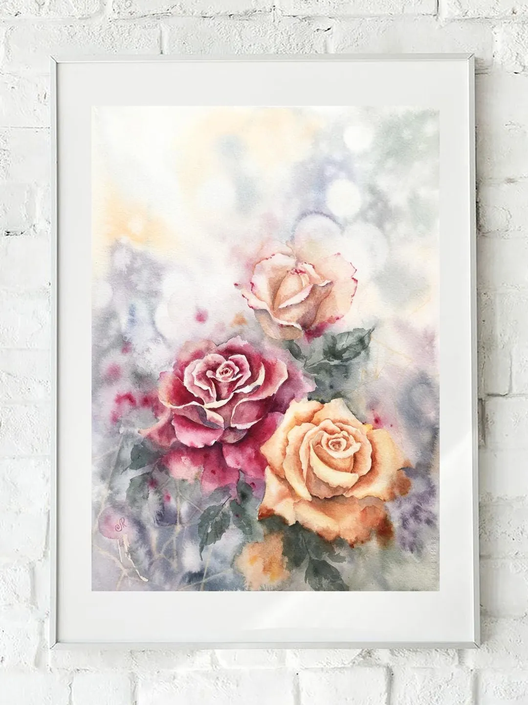 Roses Original Painting Flowers Watercolor Painting Floral Wall art