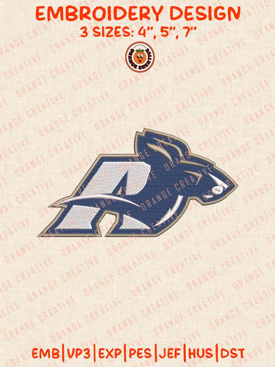 Akron Zips Logos Embroidery Design Files, NCAA Logos Embroidery Designs, Machine Embroidery Files, 4 Sizes, Custom Sizes