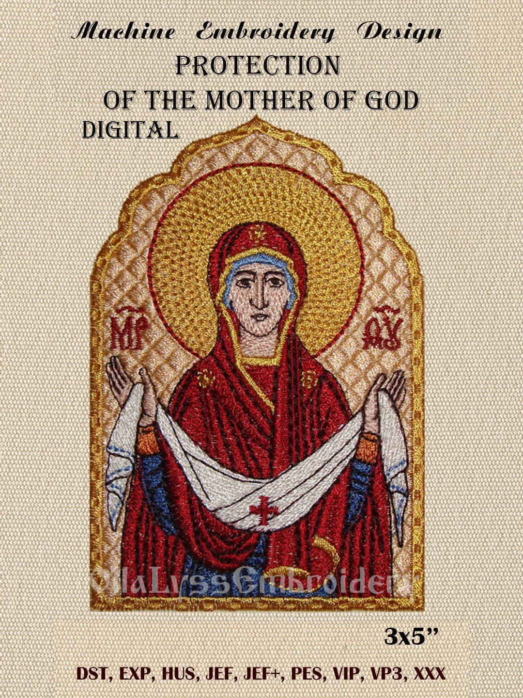 Protection of the Mother of God embroidery design