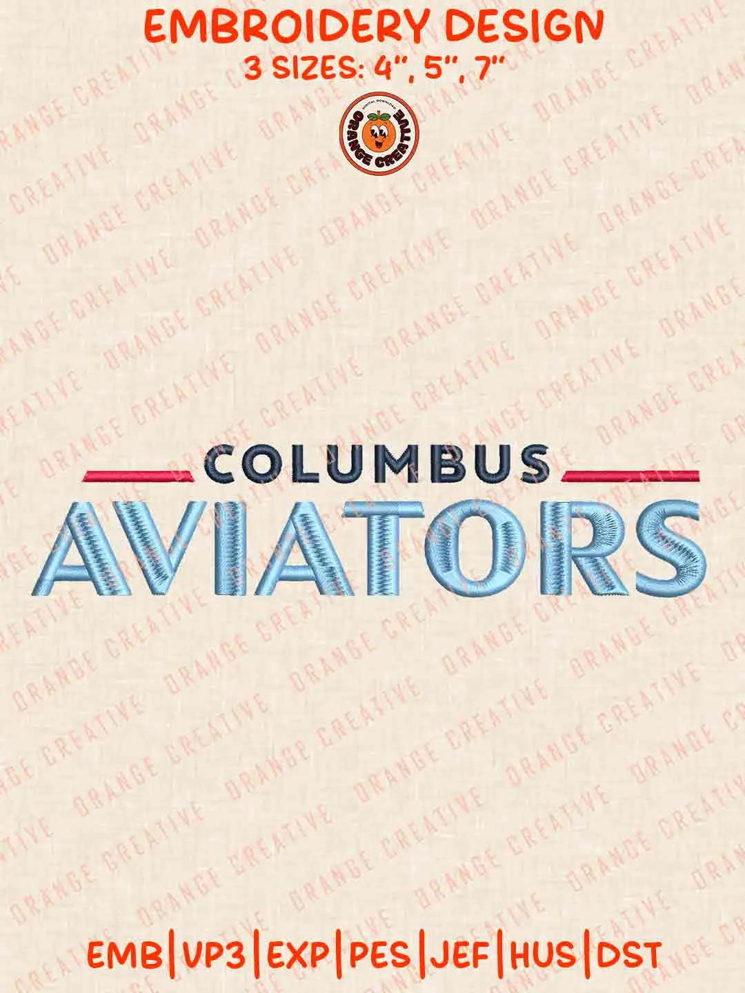 Columbus Aviator Word Embroidery Files, Football League Embroidery Designs, Sport Machine Embroidery Files, 3 Sizes, Custom Sizes, Instant Download