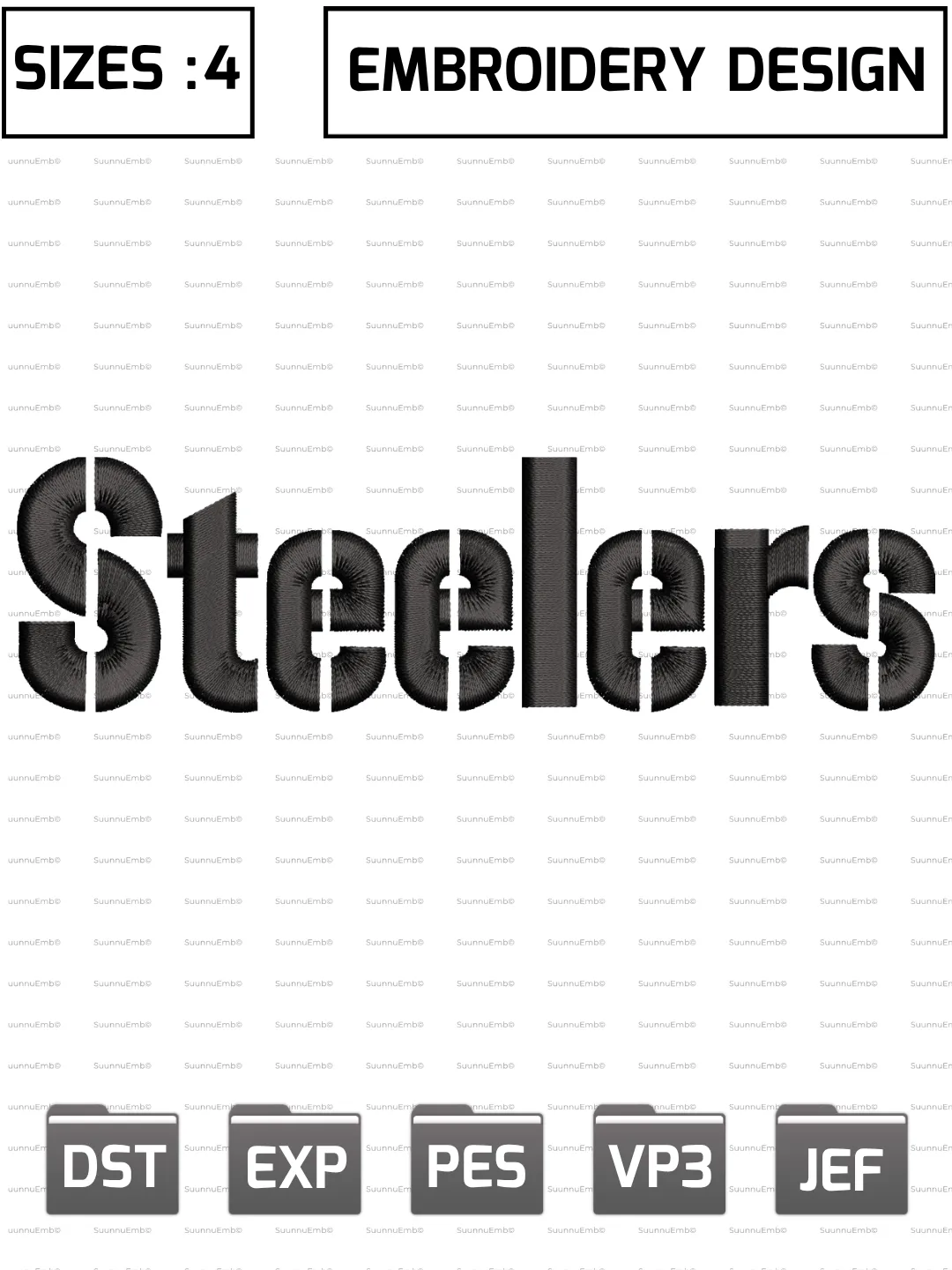Pittsburgh Steelers Wordmark Logo Embroidery Design,NFL Logos Embroidery Design,NFL Teams, Machine Embroidery Design File,4 Sizes, Digital Download