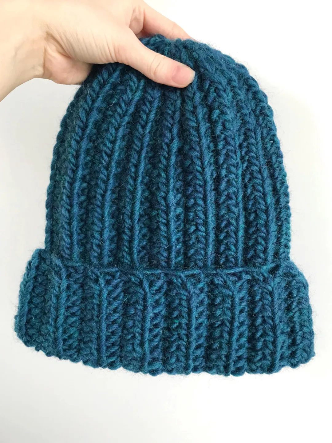 Crochet Chunky Wool Beanie: Folded Brim Winter Hat