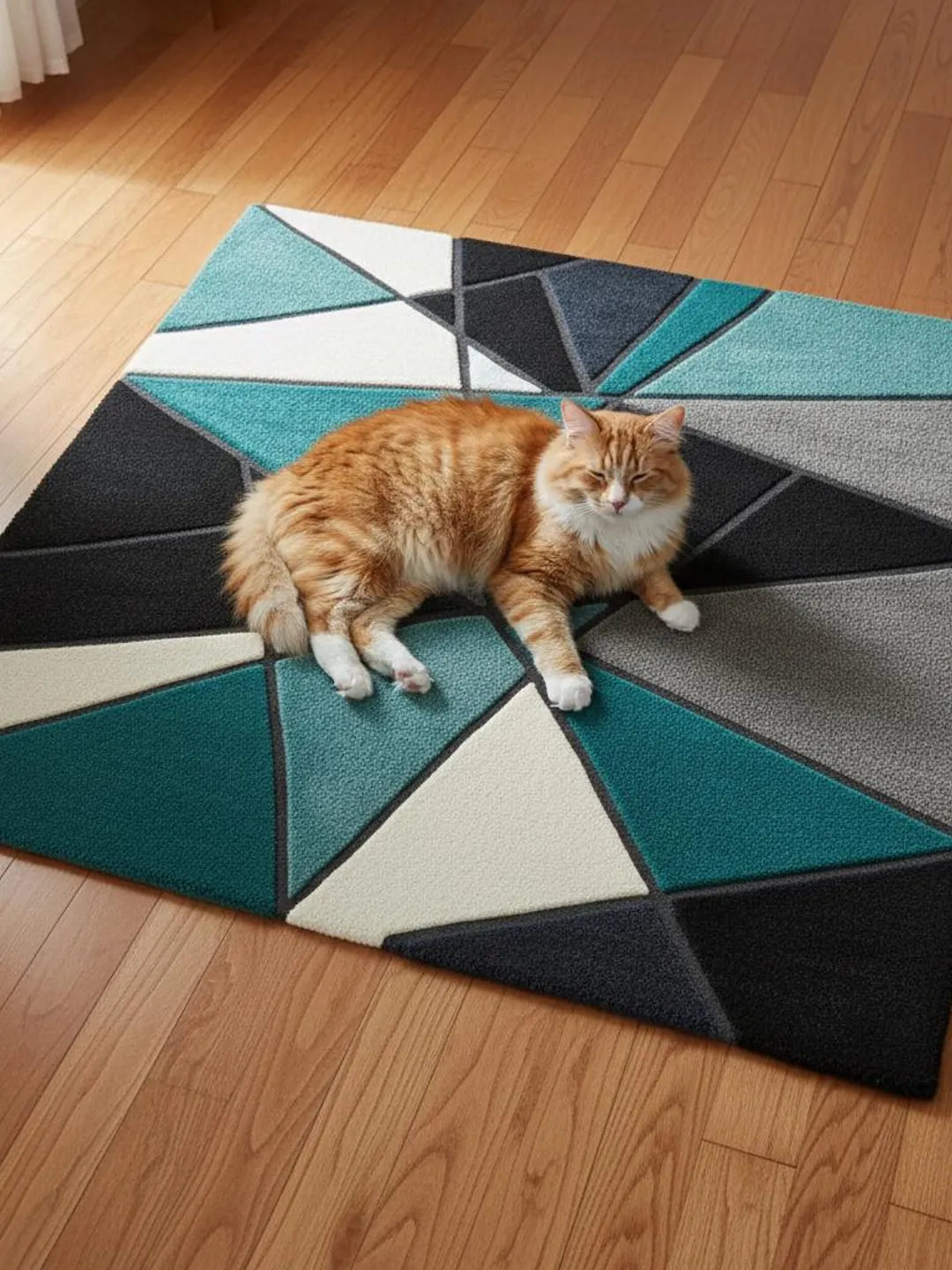 Jigsaw Abstract Block Pattern Rug Deep Teal Geometric Area Rug: Modern Abstract Chroma Block Carpet Teppich