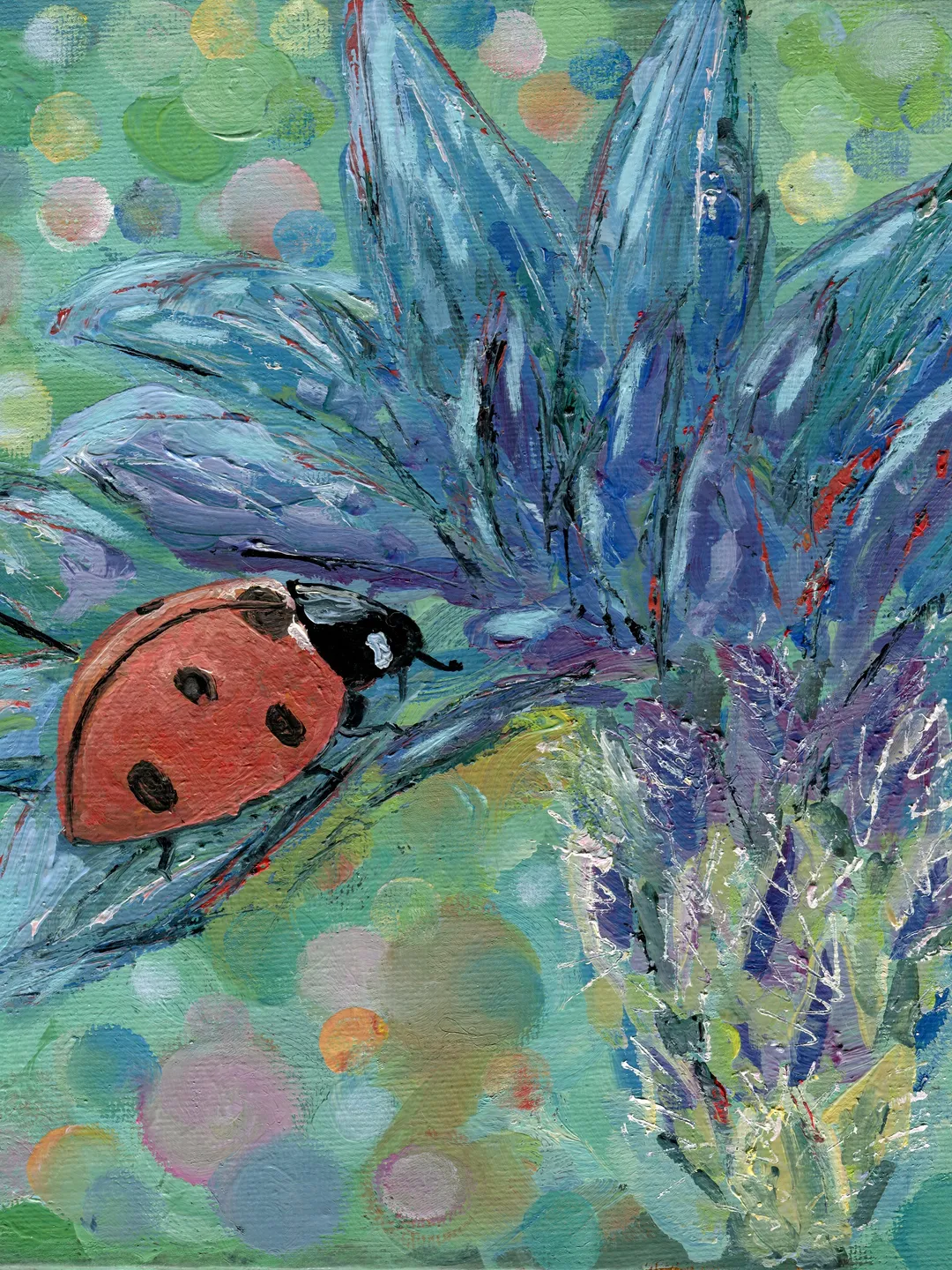 Painting flowers with a Ladybug