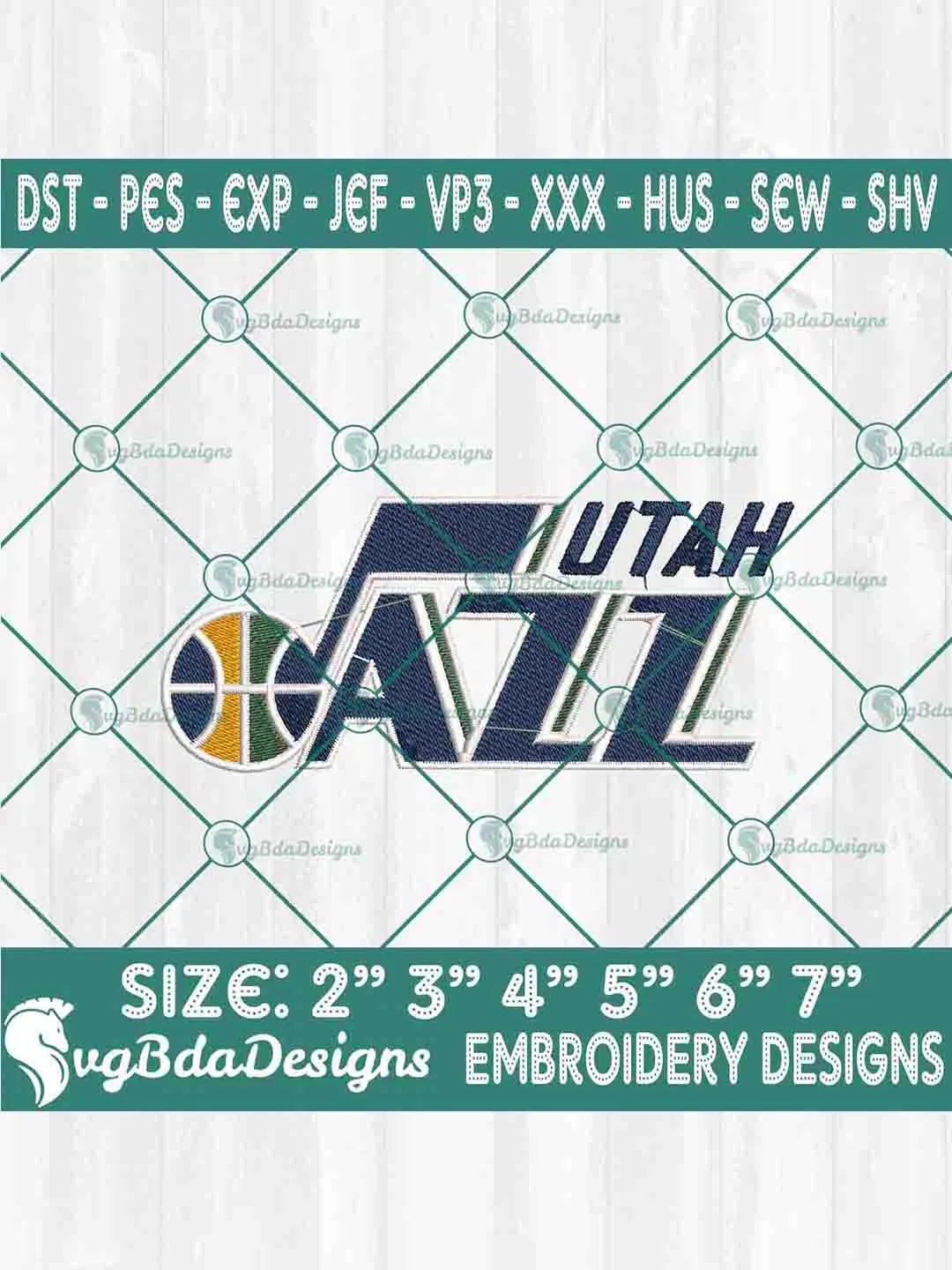 Utah Jazz Machine Embroidery Design, NBA Embroidery Machine Designs