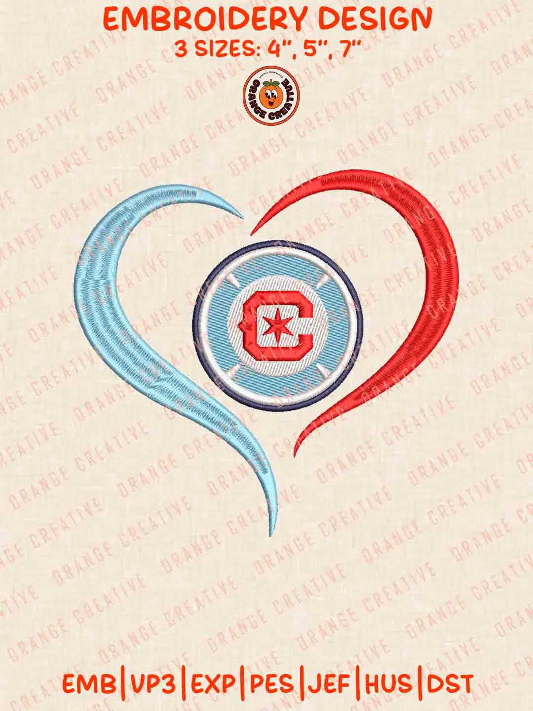 Chicago Fire FC Heart Logo Logo Embroidery Files, MLS Chicago Fire FC Logo Embroidery Designs, League Soccer Machine Embroidery Files, MLS Chicago Fire FC Team Machine Embroidery, 3 sizes, Digital Download