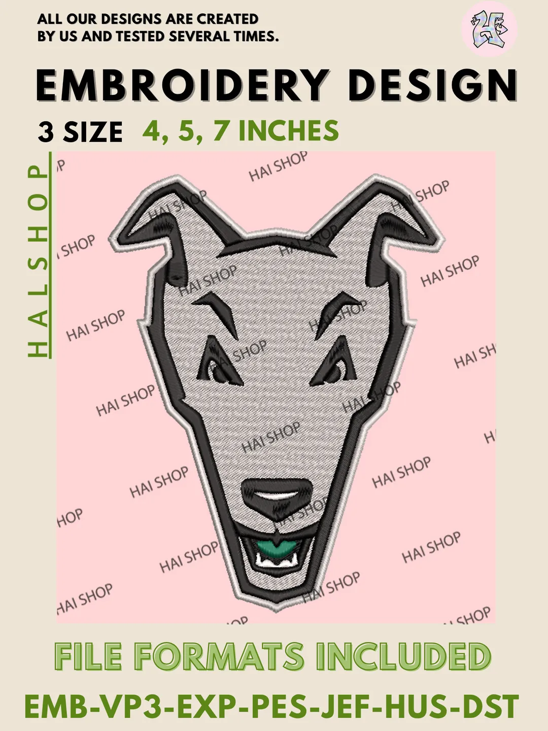NCAA Loyola Maryland Greyhounds College Team Mascot Logo Embroidery Design, Machine Embroidery Designs for Hats Shirts Jackets, Digital Download