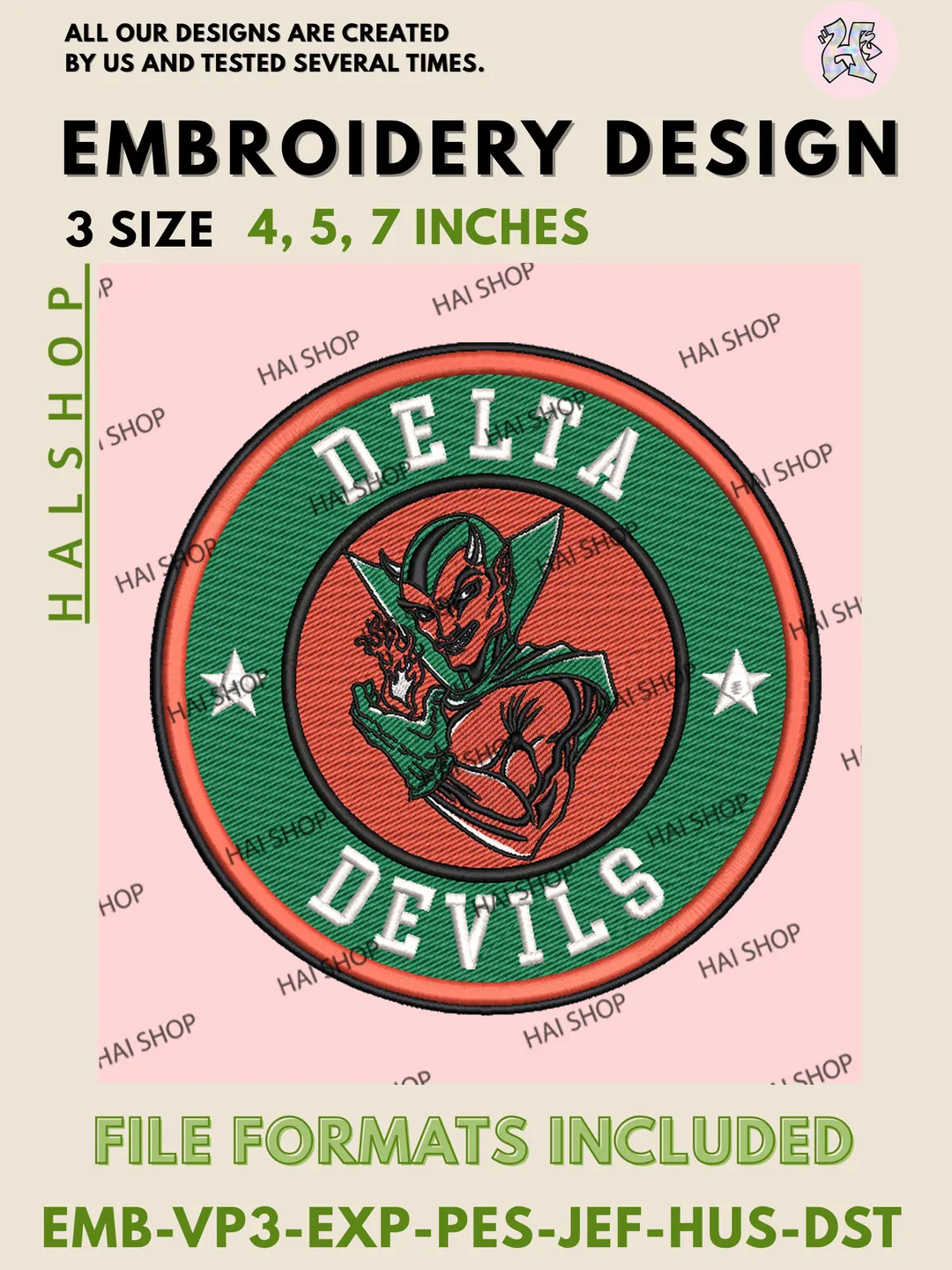 NCAA Mississippi Valley State Delta Devils Logo Embroidery File, College Team Machine Design
