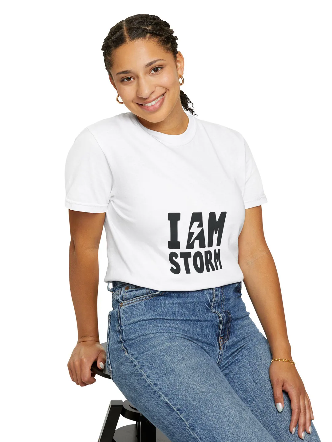 I Am Storm T-shirt | Lightning Bolt Typography Tee